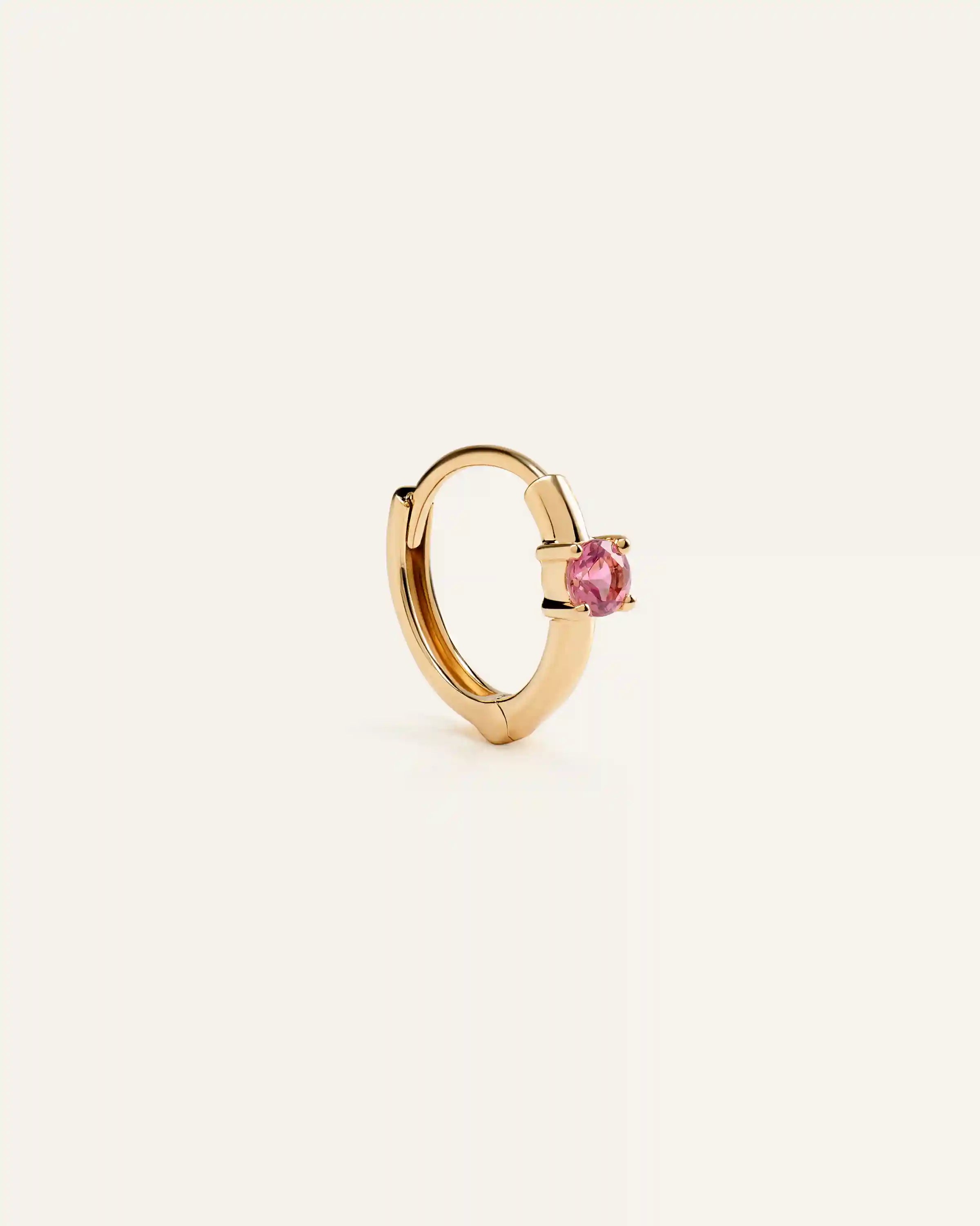 14K Gold Gemstone Tiny Huggie - Single