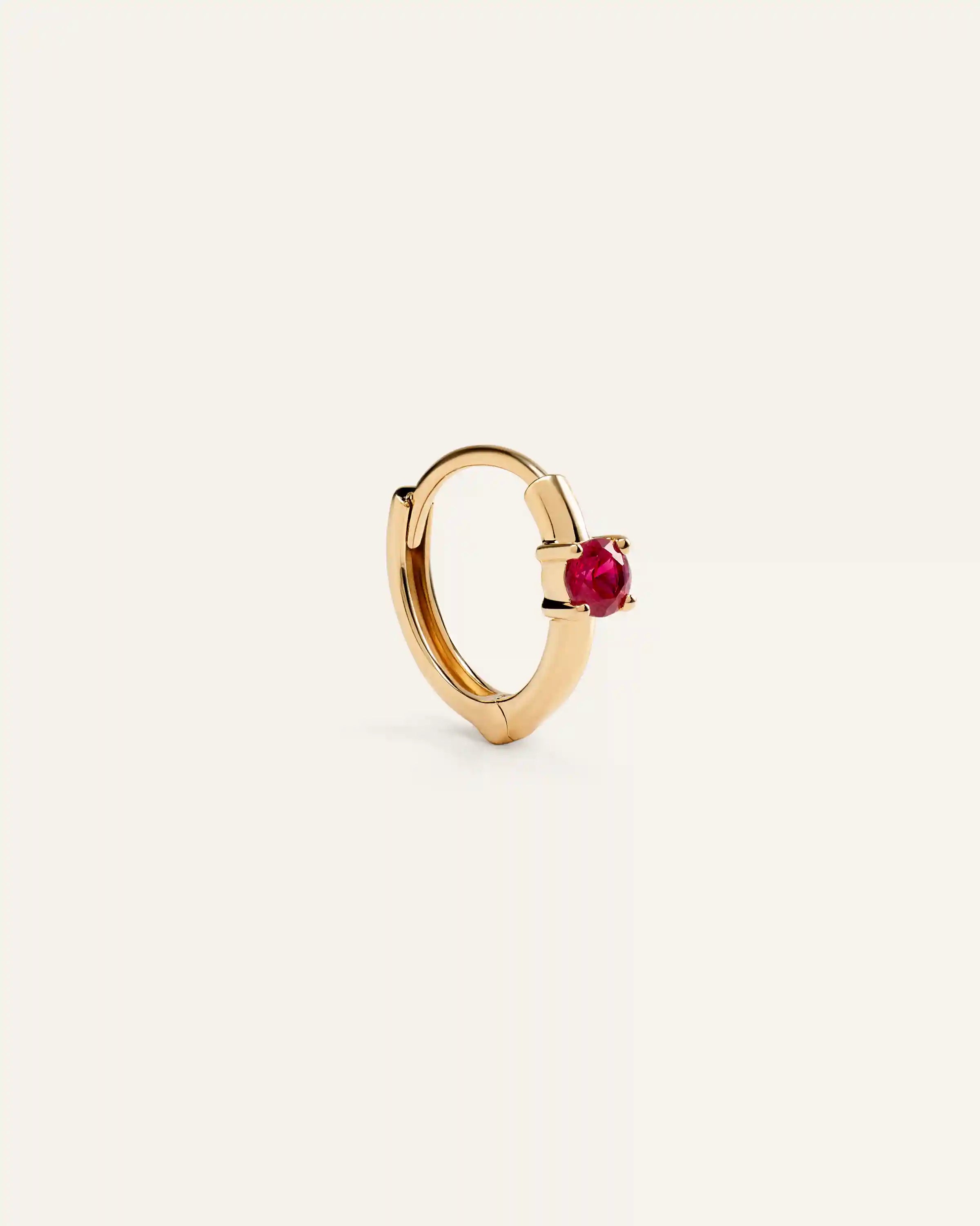 14K Gold Gemstone Tiny Huggie - Single