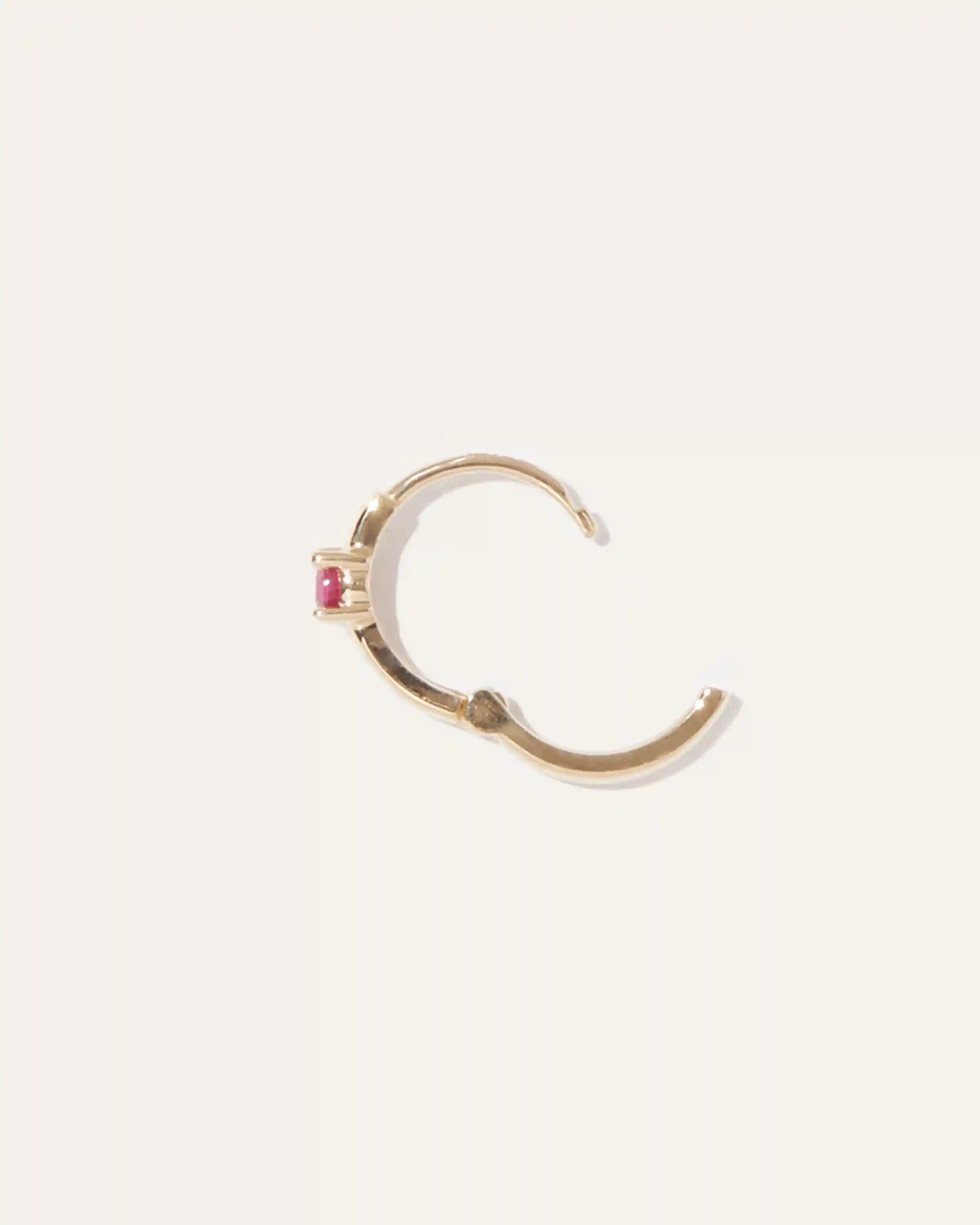 14K Gold Gemstone Tiny Huggie - Single