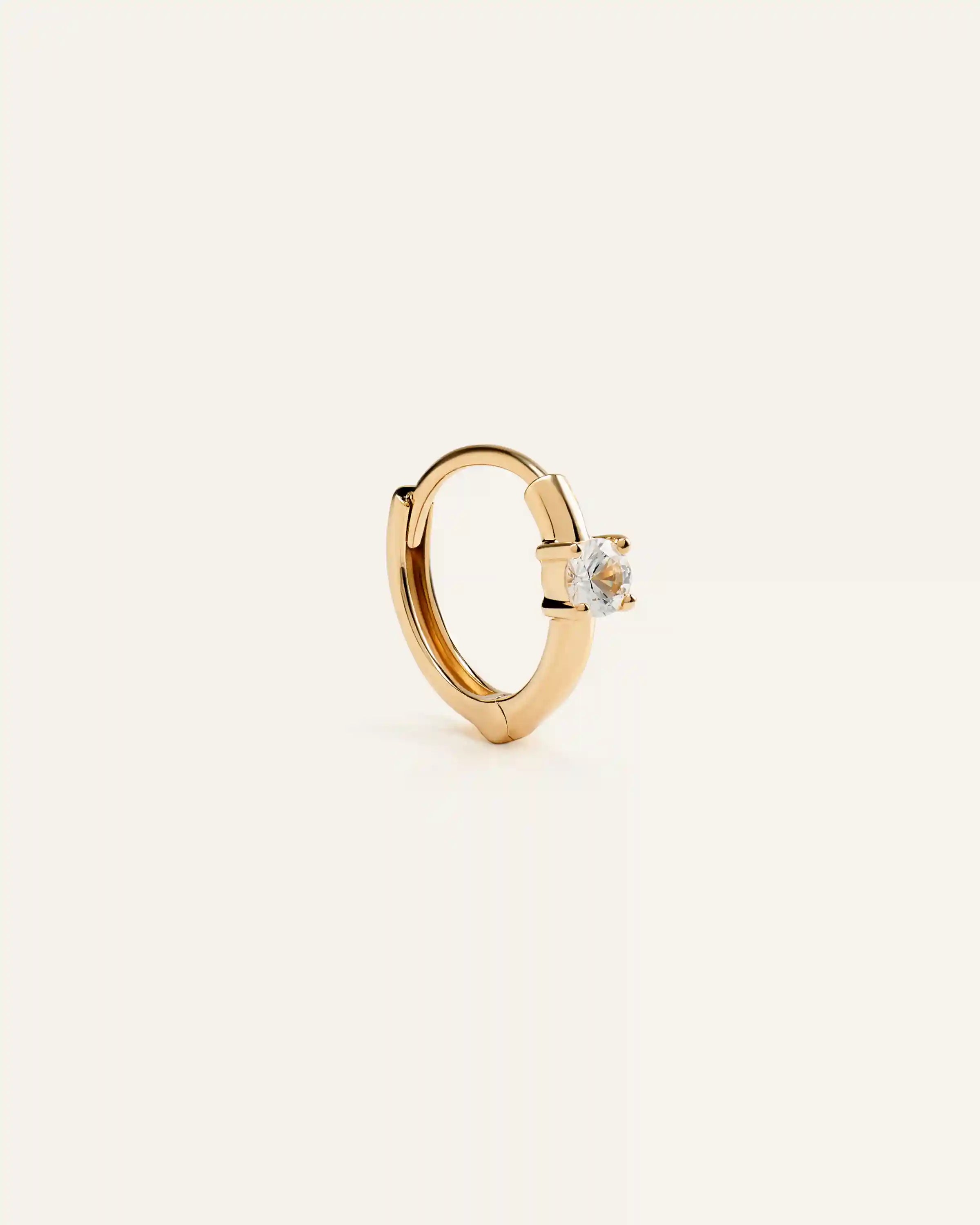14K Gold Gemstone Tiny Huggie - Single