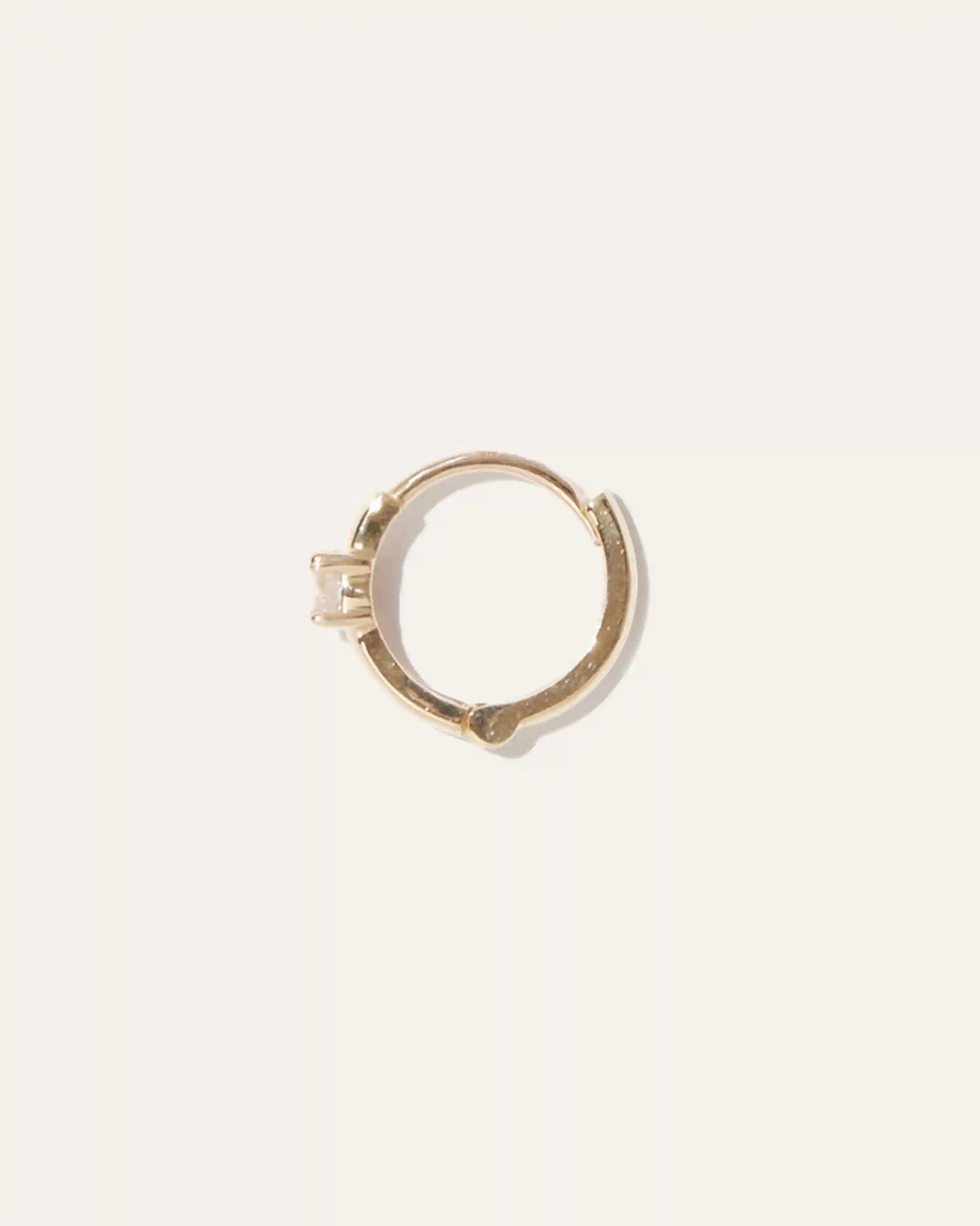 14K Gold Gemstone Tiny Huggie - Single