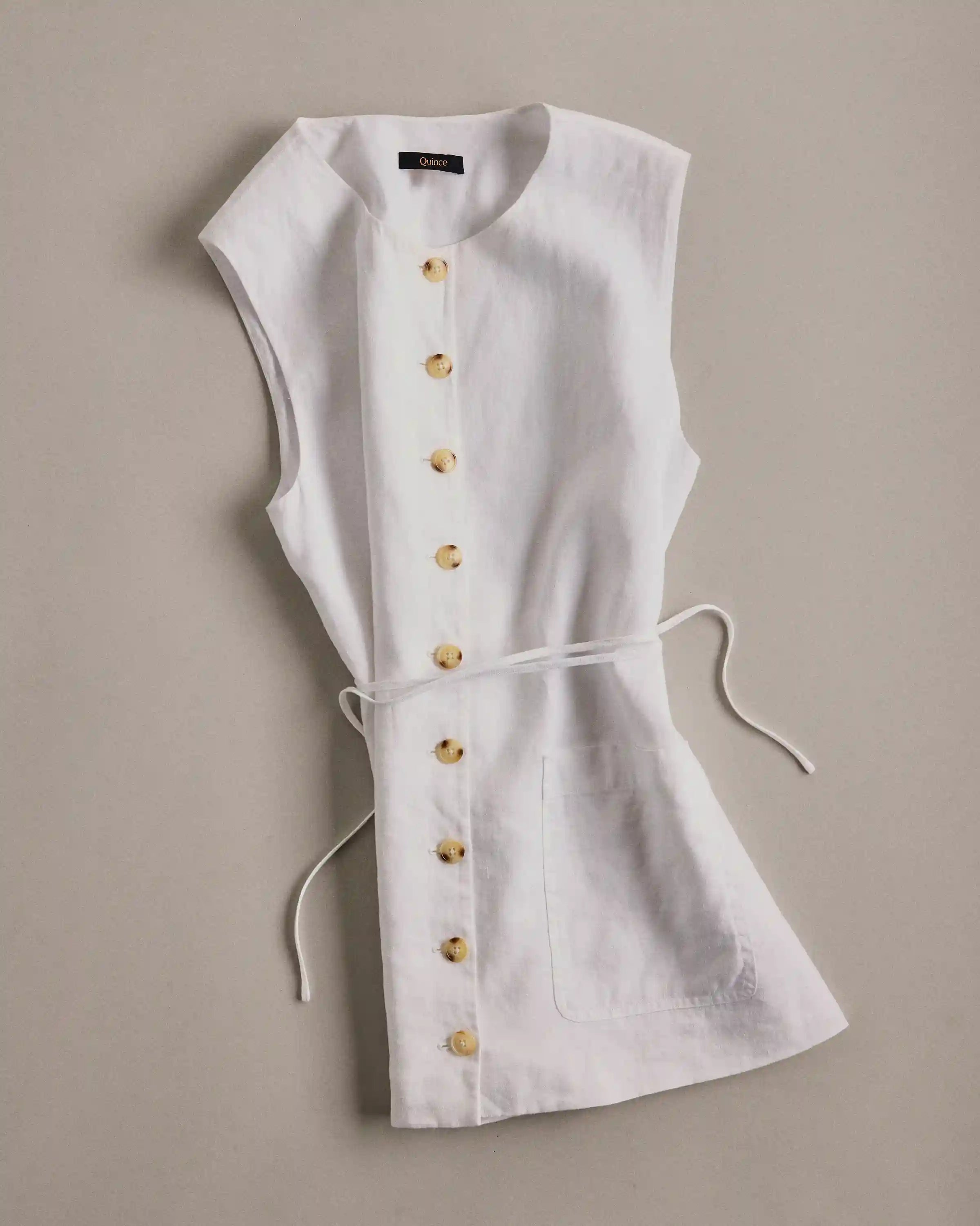 100% European Linen Longline Vest