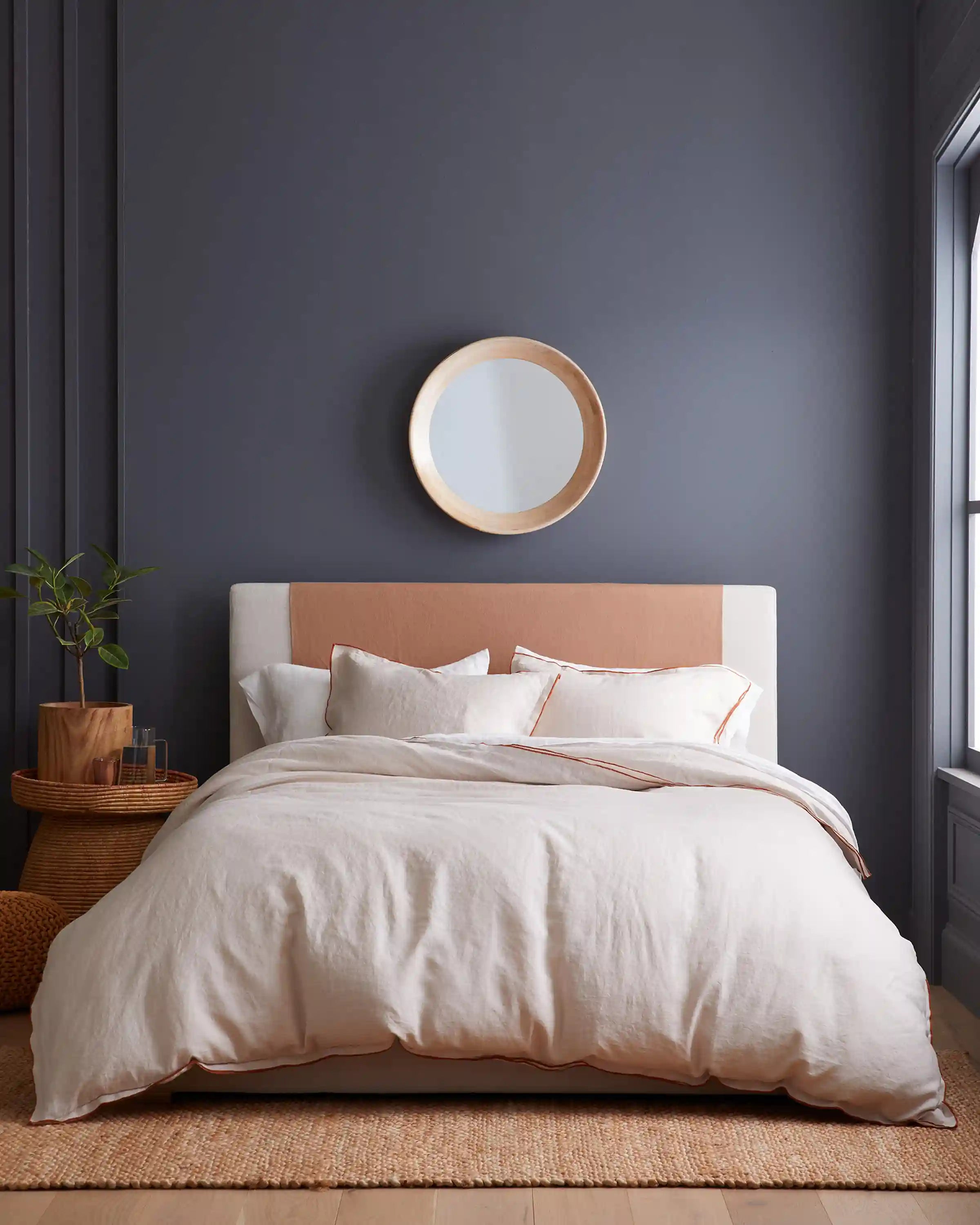 European Linen Double Embroidered Edge Duvet Cover Set