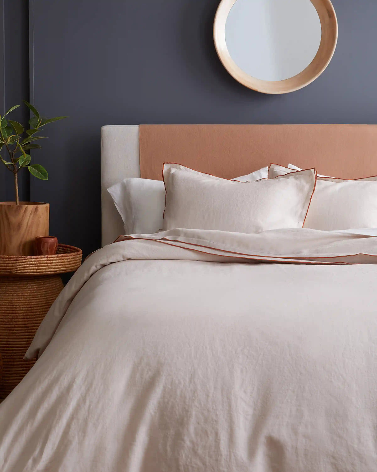 European Linen Double Embroidered Edge Duvet Cover