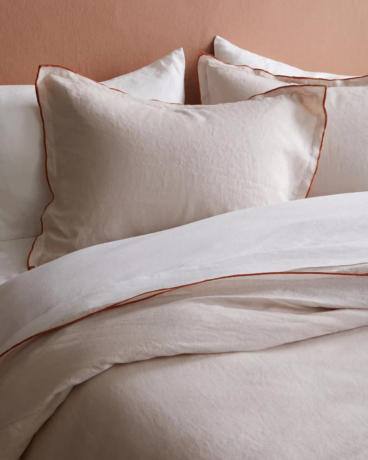 European Linen Double Embroidered Edge Sham Set