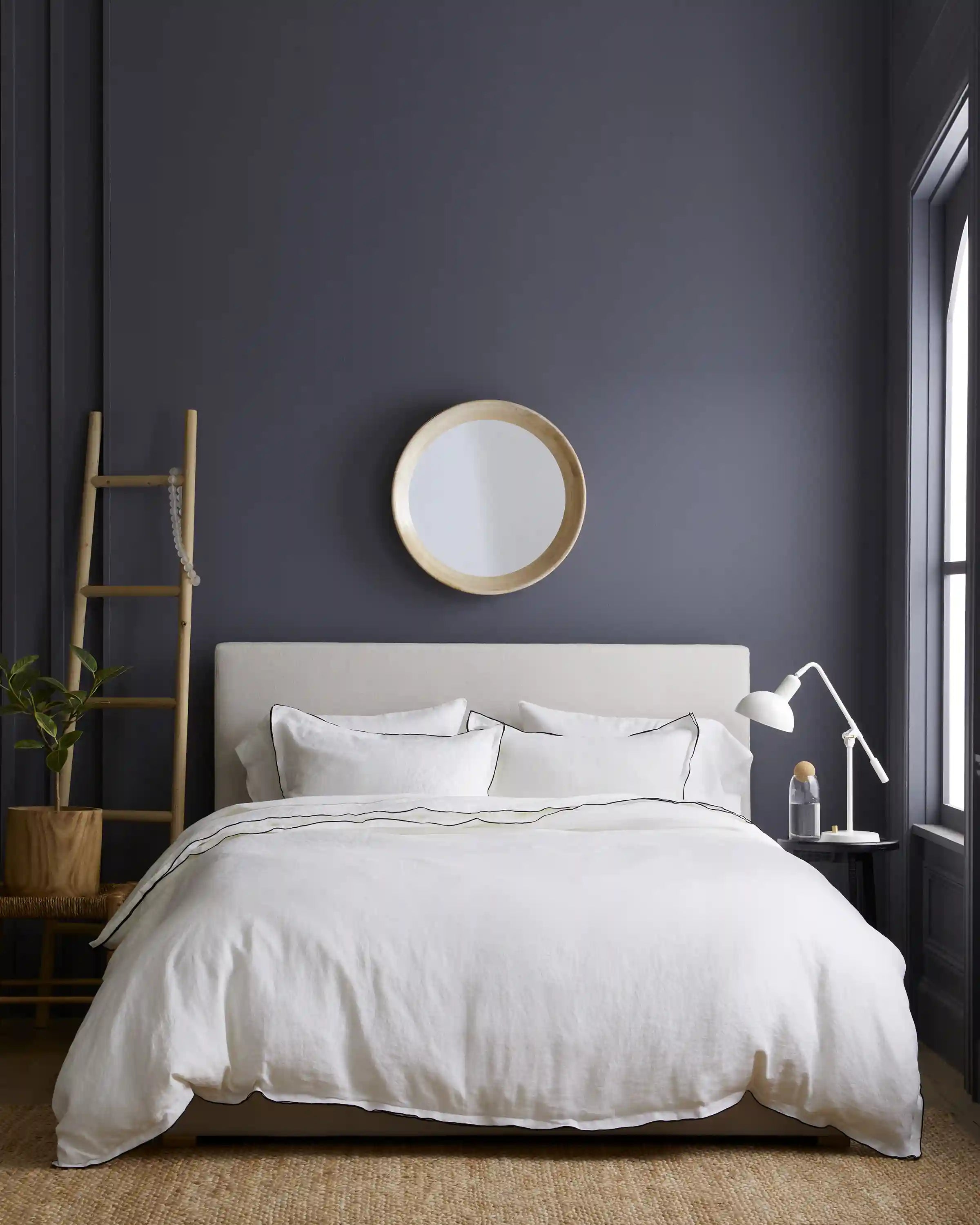 European Linen Double Embroidered Edge Duvet Cover