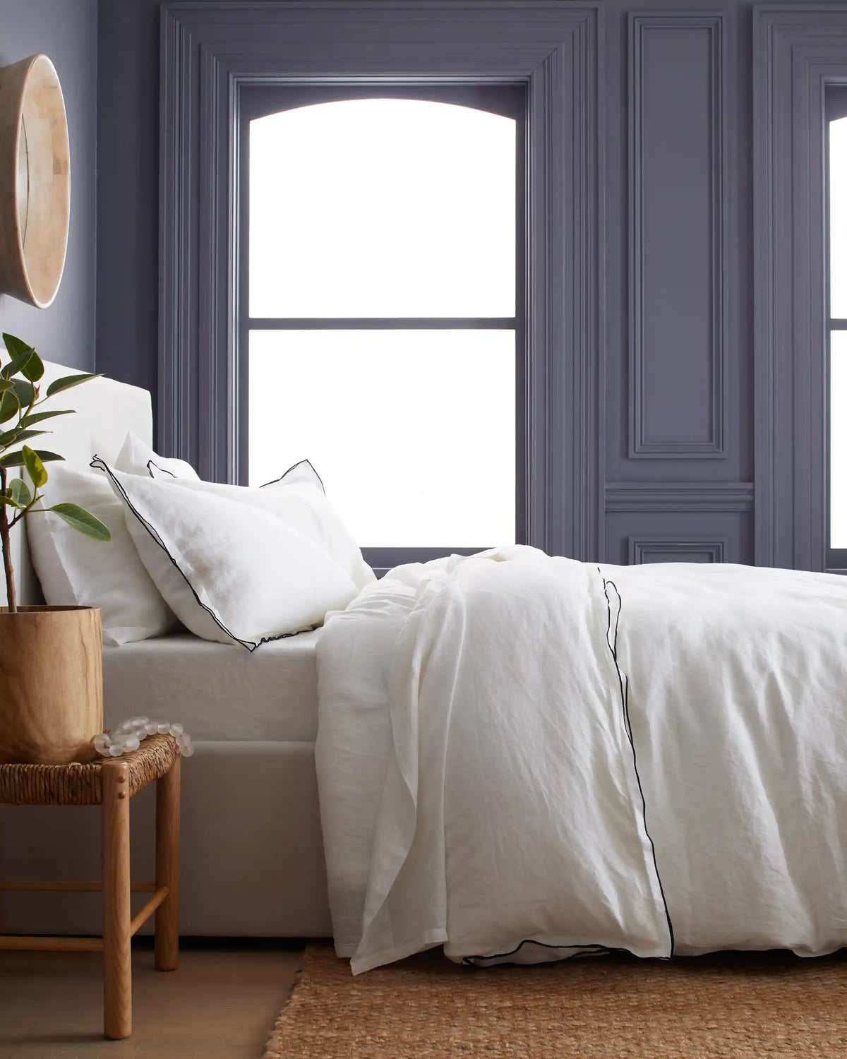 European Linen Double Embroidered Edge Duvet Cover