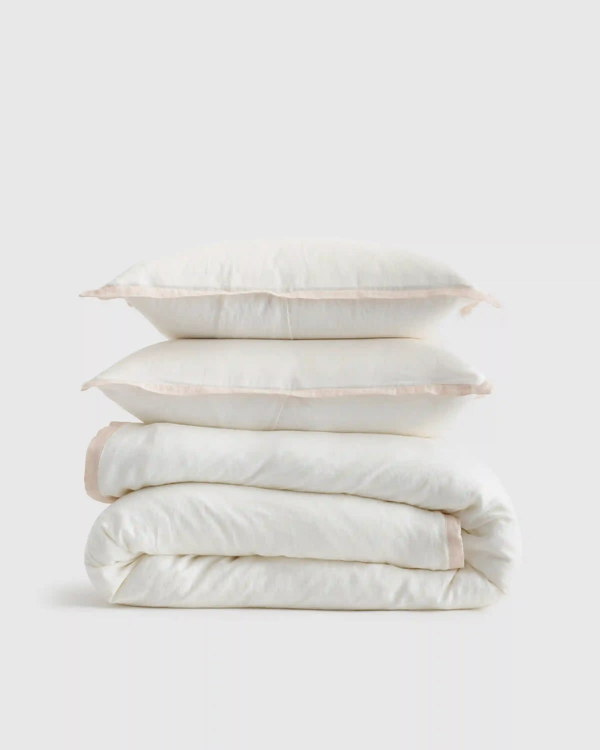 European Linen Contrast Flange Duvet Cover Set