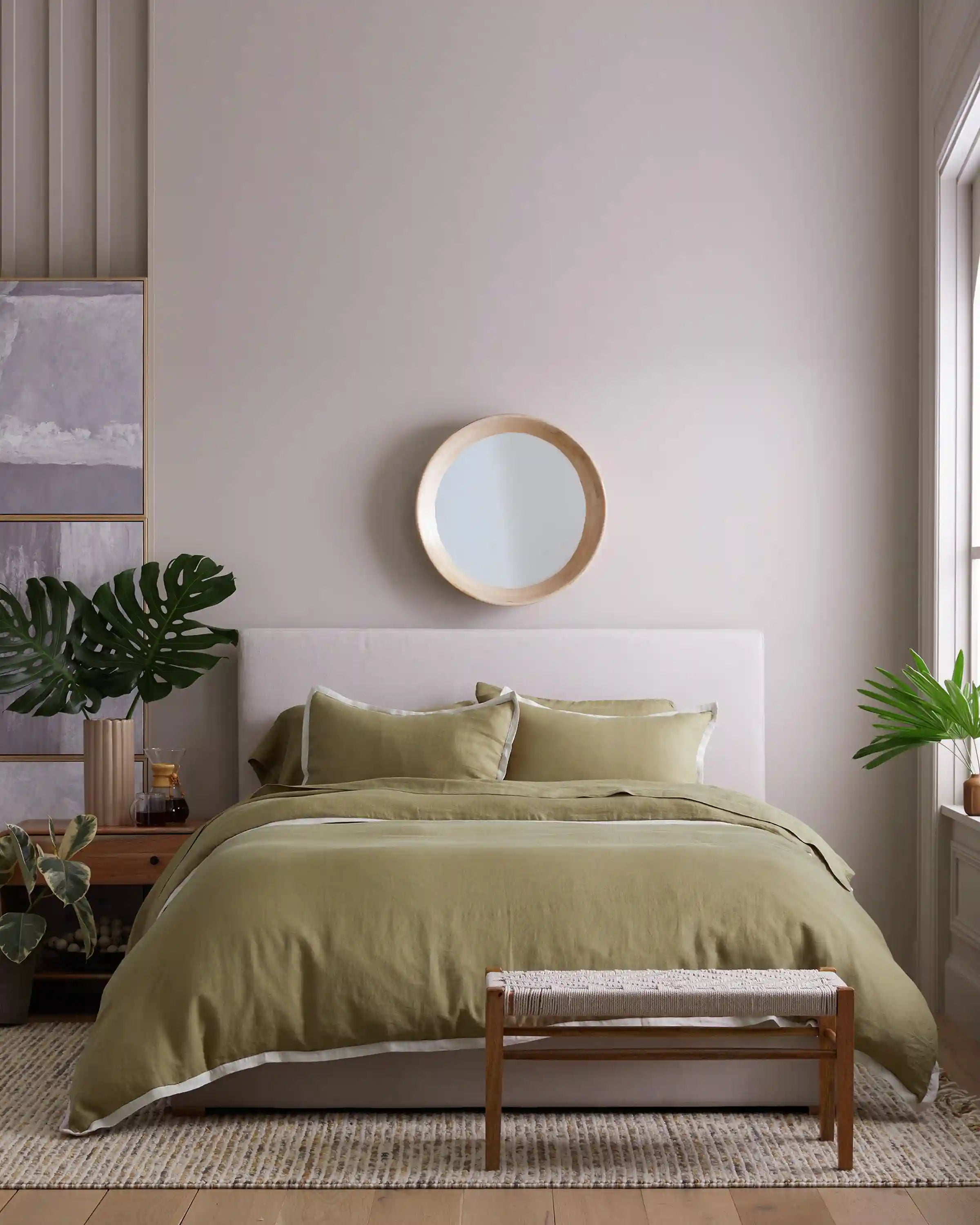 European Linen Contrast Flange Duvet Cover