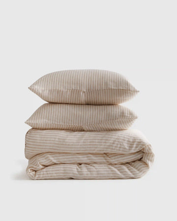 European Linen Stripe Duvet Cover Set