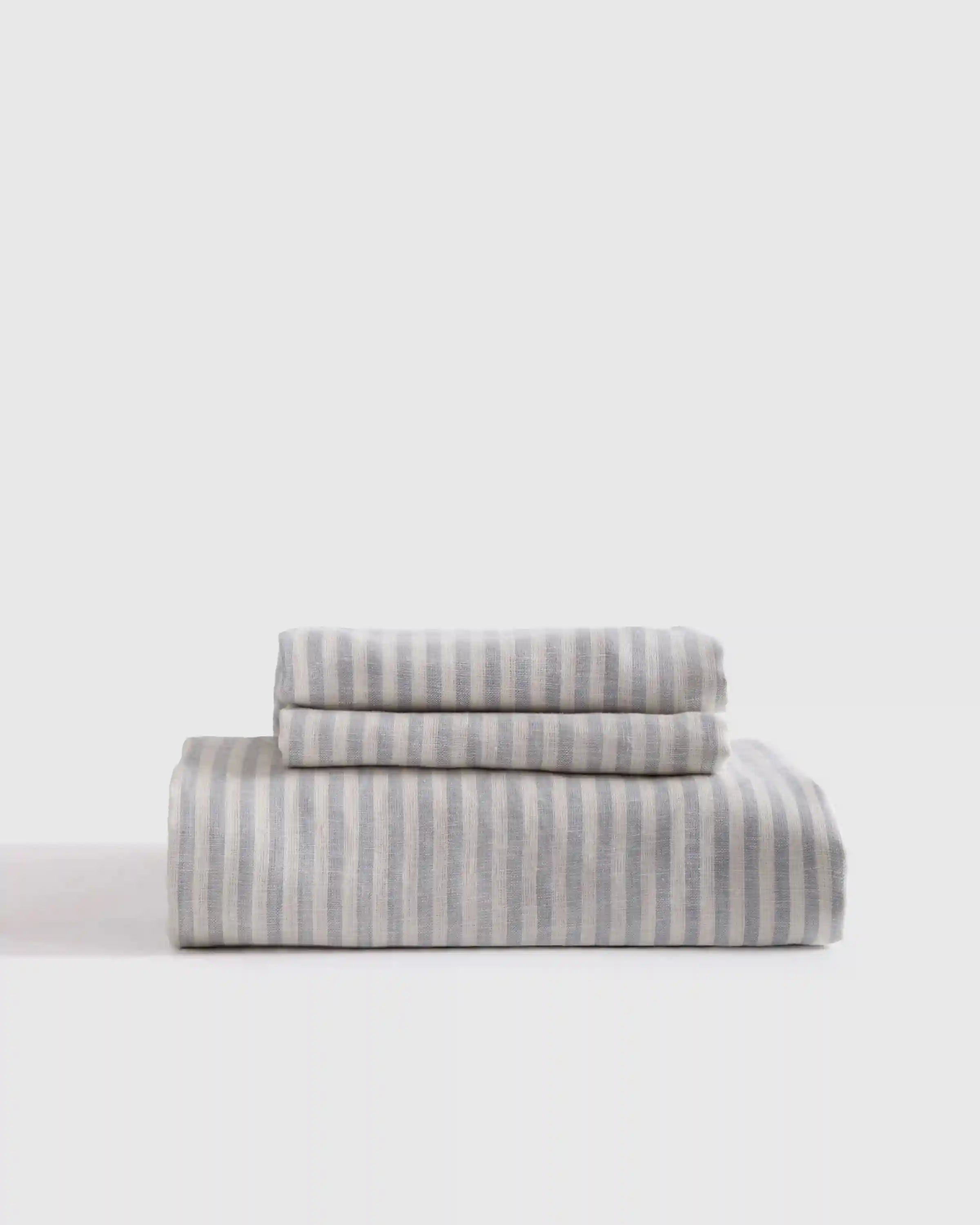 European Linen Stripe Fitted Sheet Set