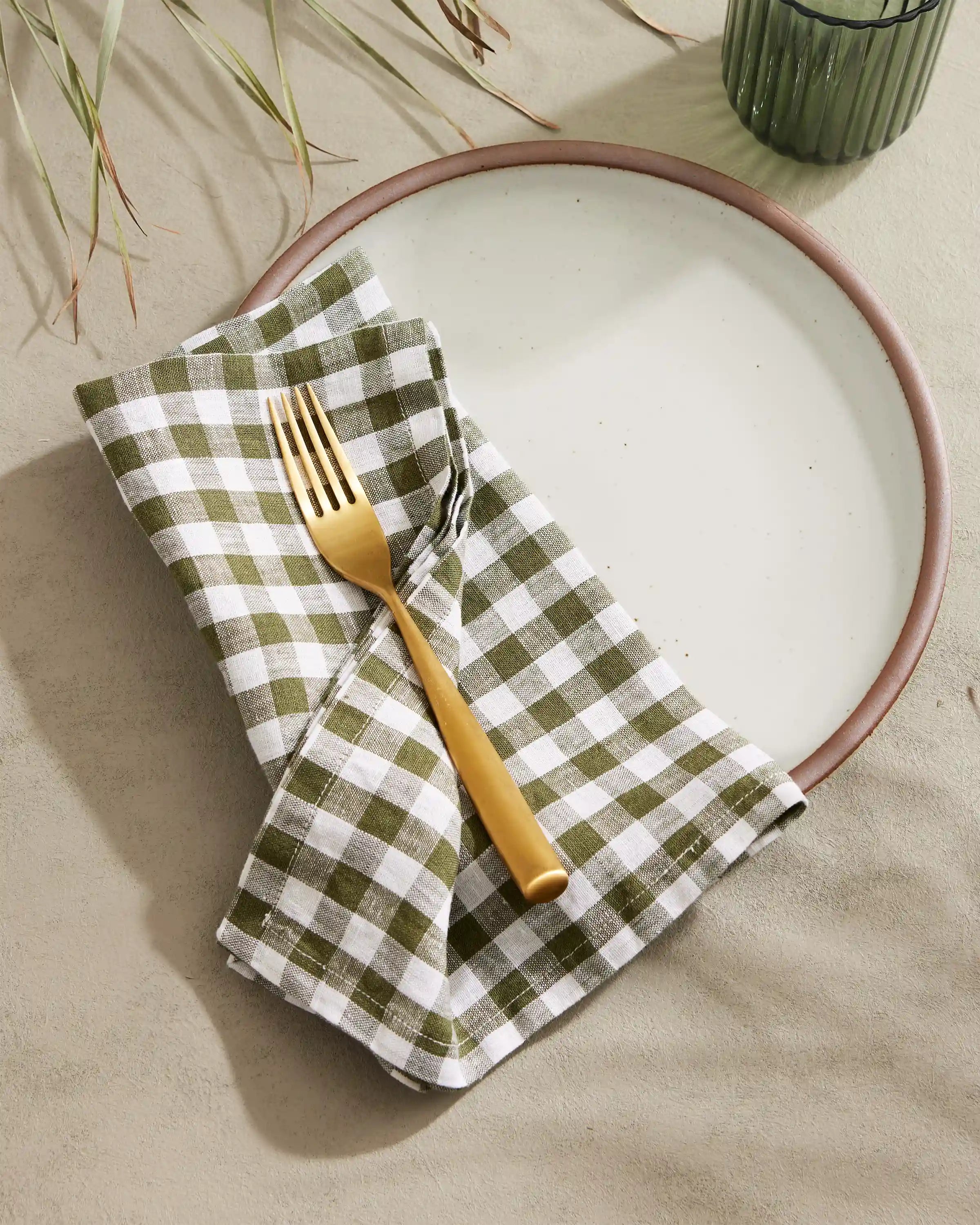 European Linen Gingham Napkins, Set of 4
