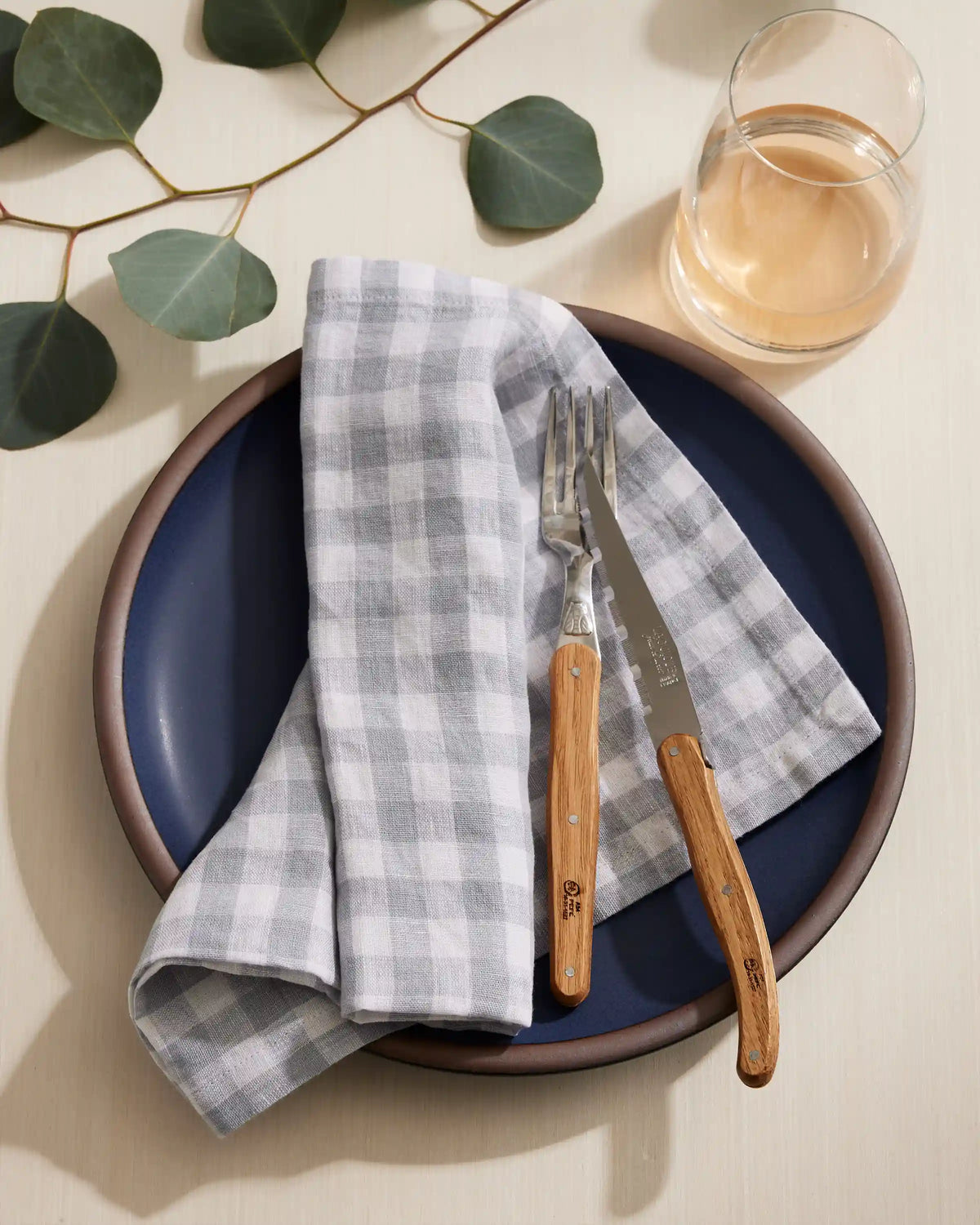 European Linen Gingham Napkins, Set of 4