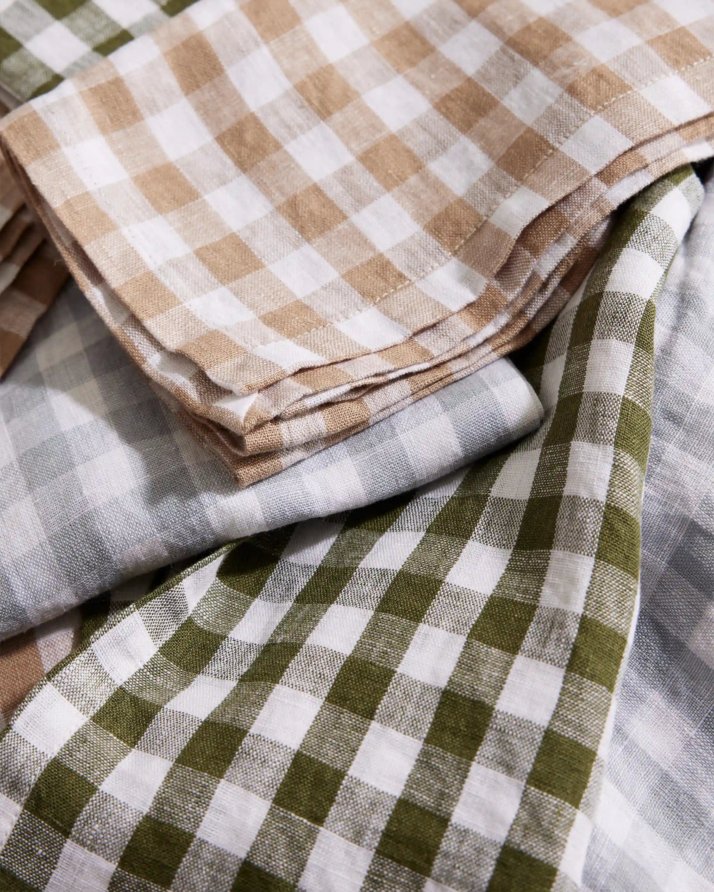 European Linen Gingham Napkins, Set of 4