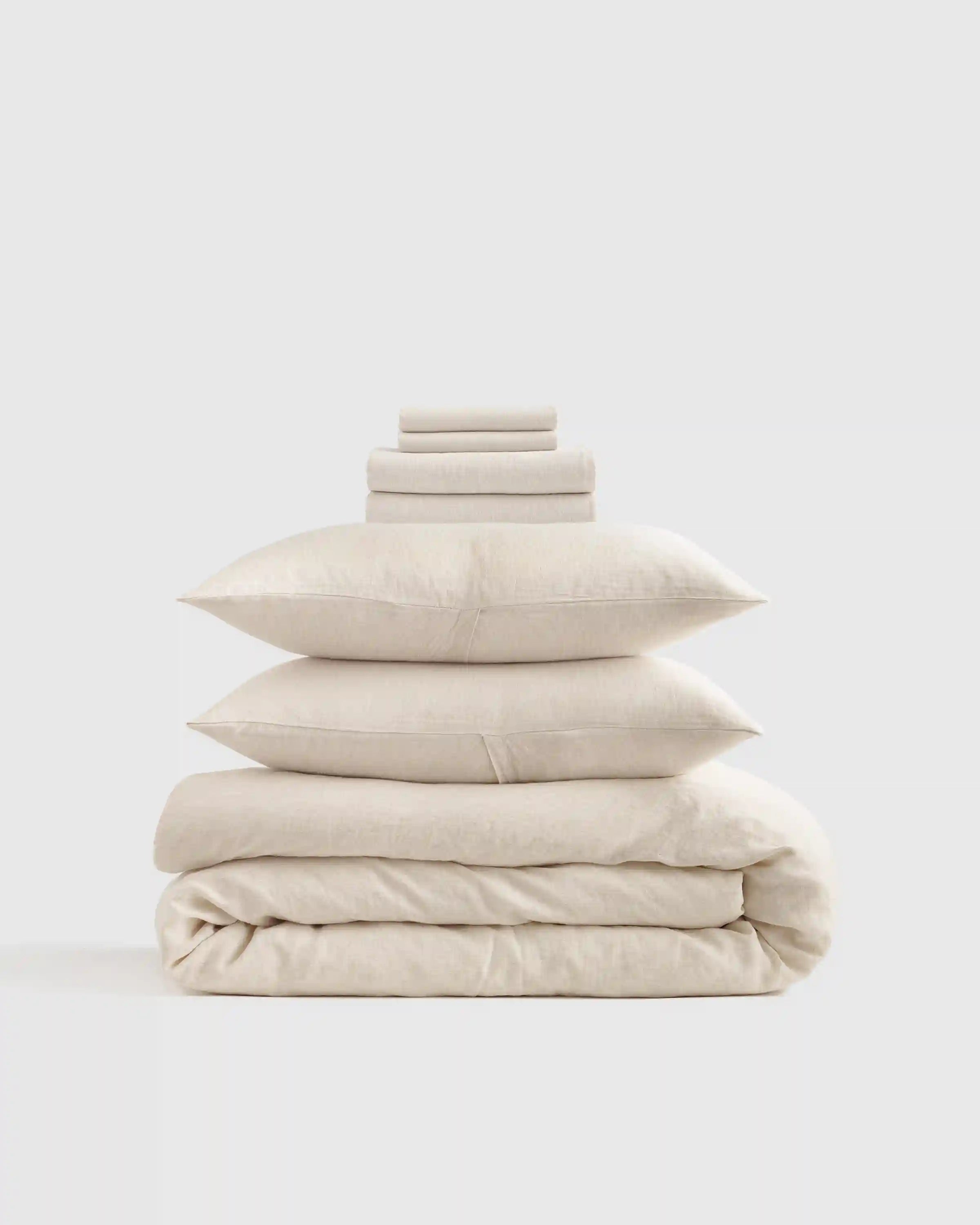 European Linen Stripe Deluxe Bedding Bundle