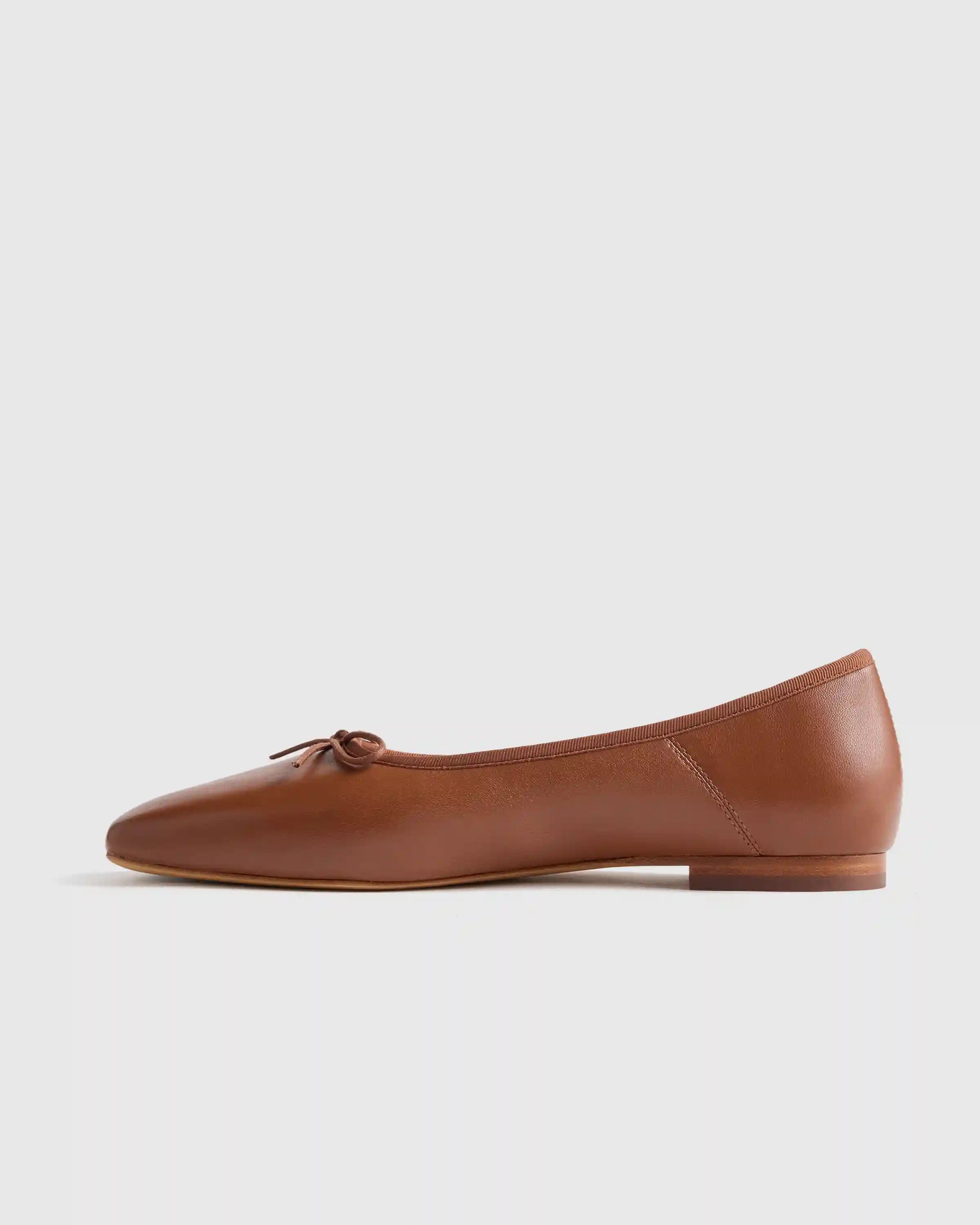 Italian Leather Square Toe Ballet Flat
