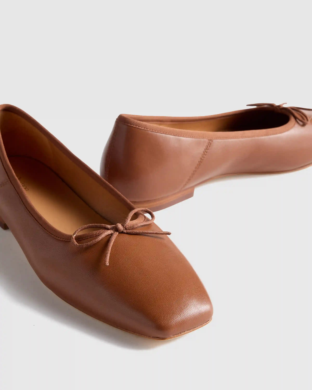 Italian Leather Square Toe Ballet Flat