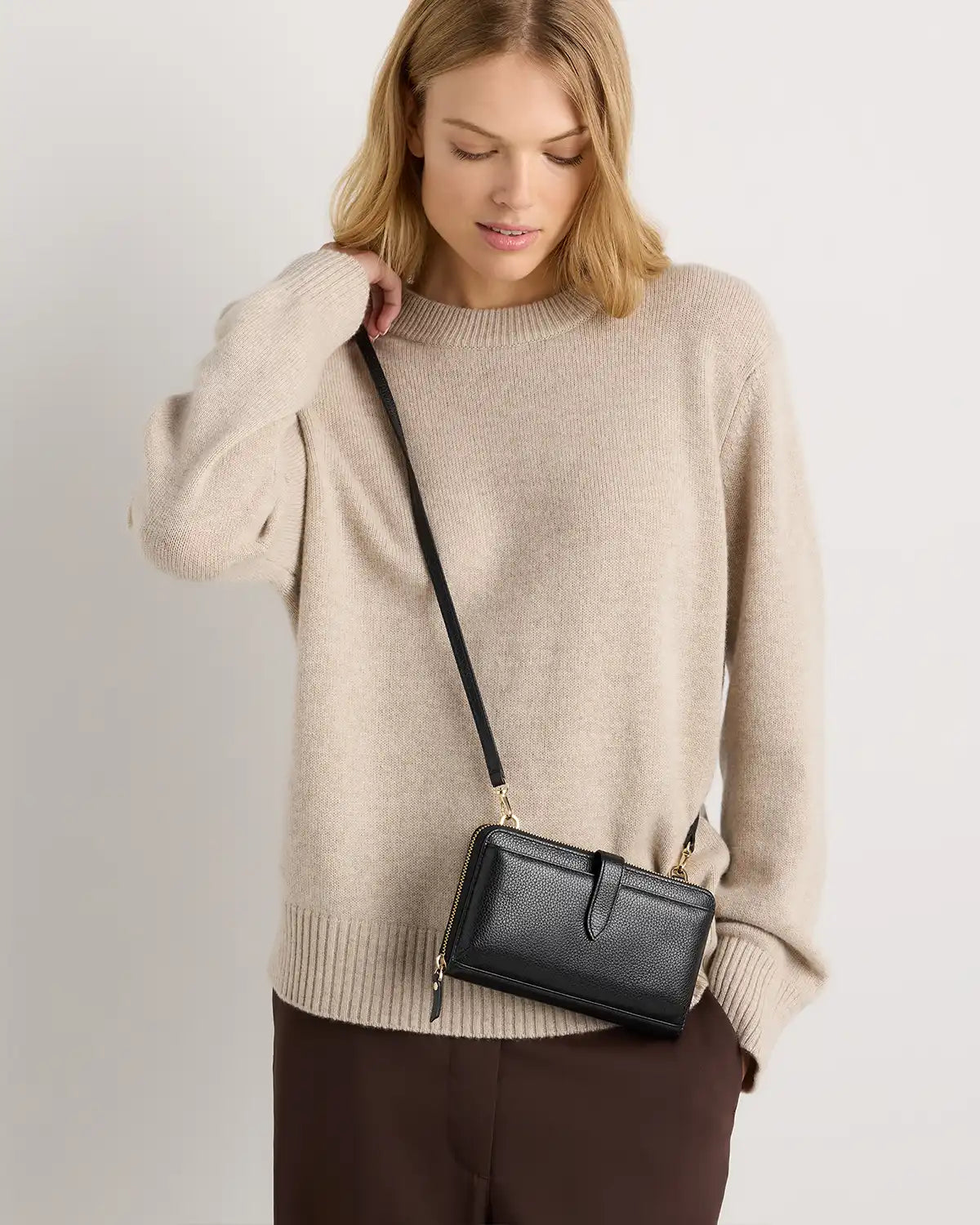 Italian Leather Phone Wallet Crossbody