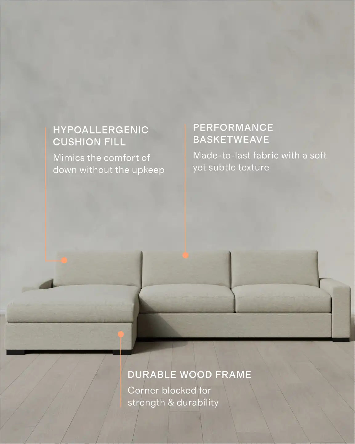 Stillman Chaise Sectional in Performance Basketweave