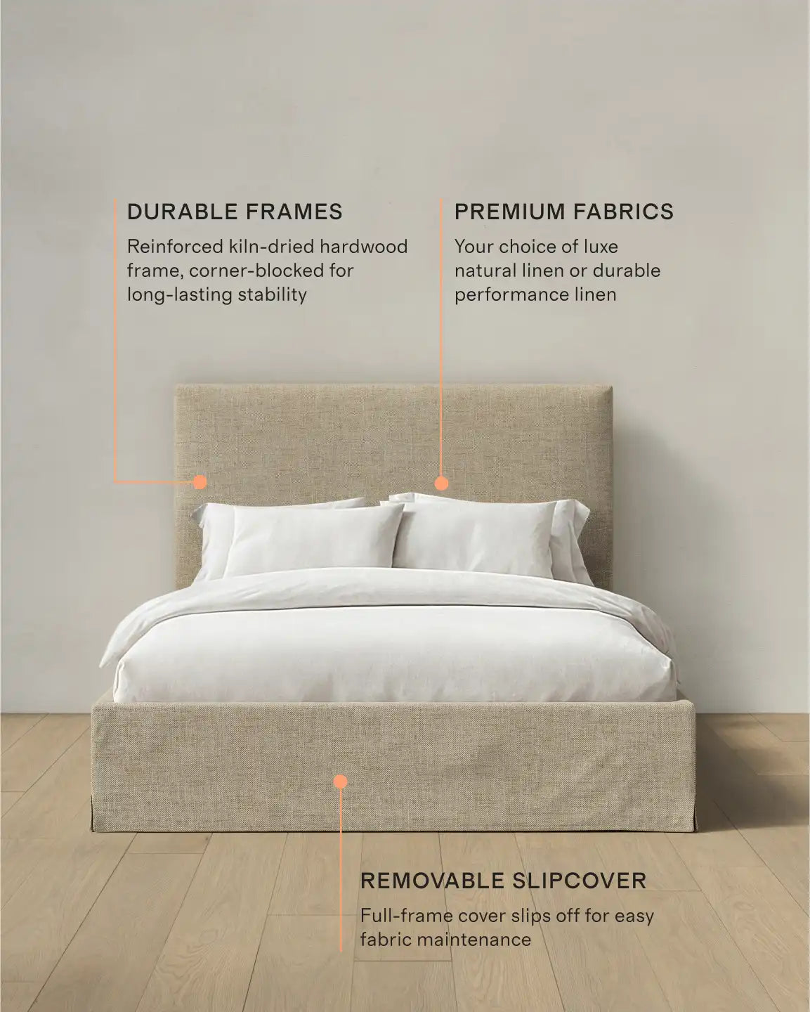 Slipcover Bed in 100% Linen