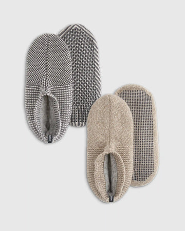 Fleece Lined Gripper Slippers (2-Pack)