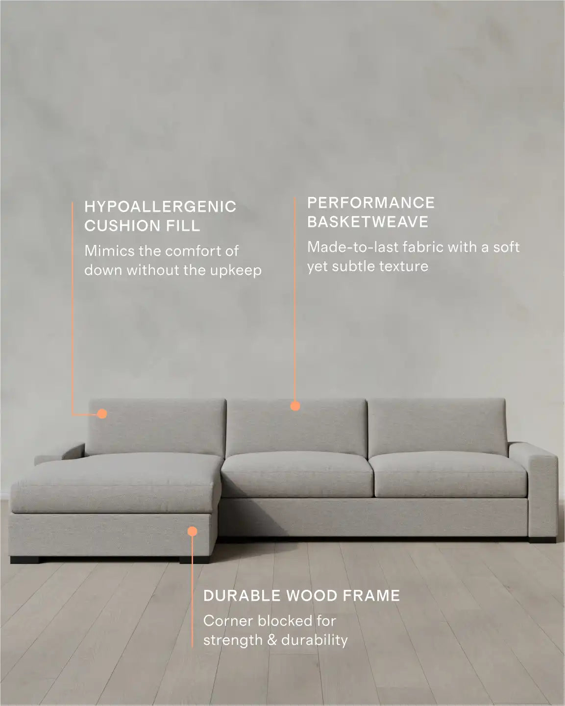 Stillman Chaise Sectional in Performance Basketweave