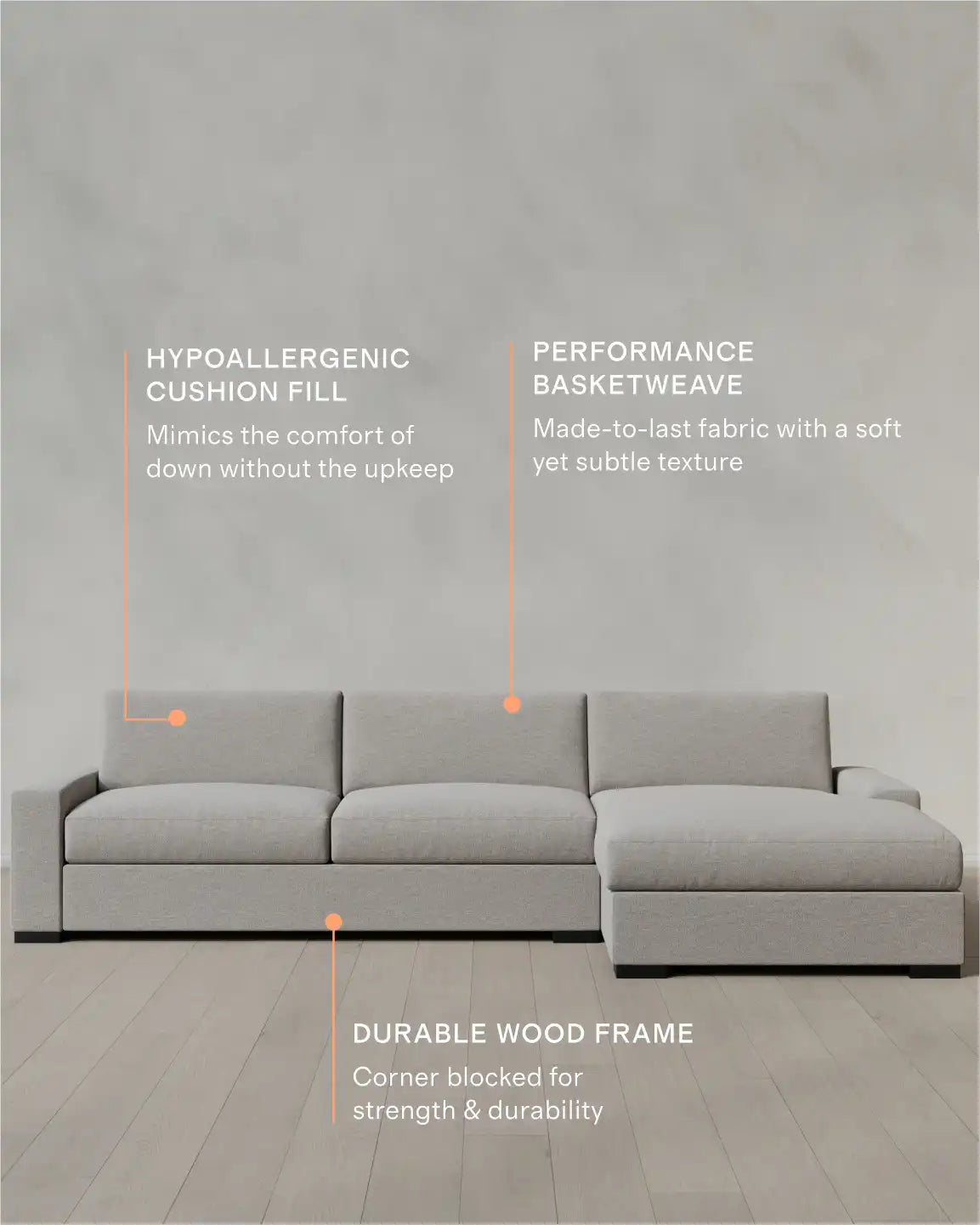 Stillman Chaise Sectional in Performance Basketweave