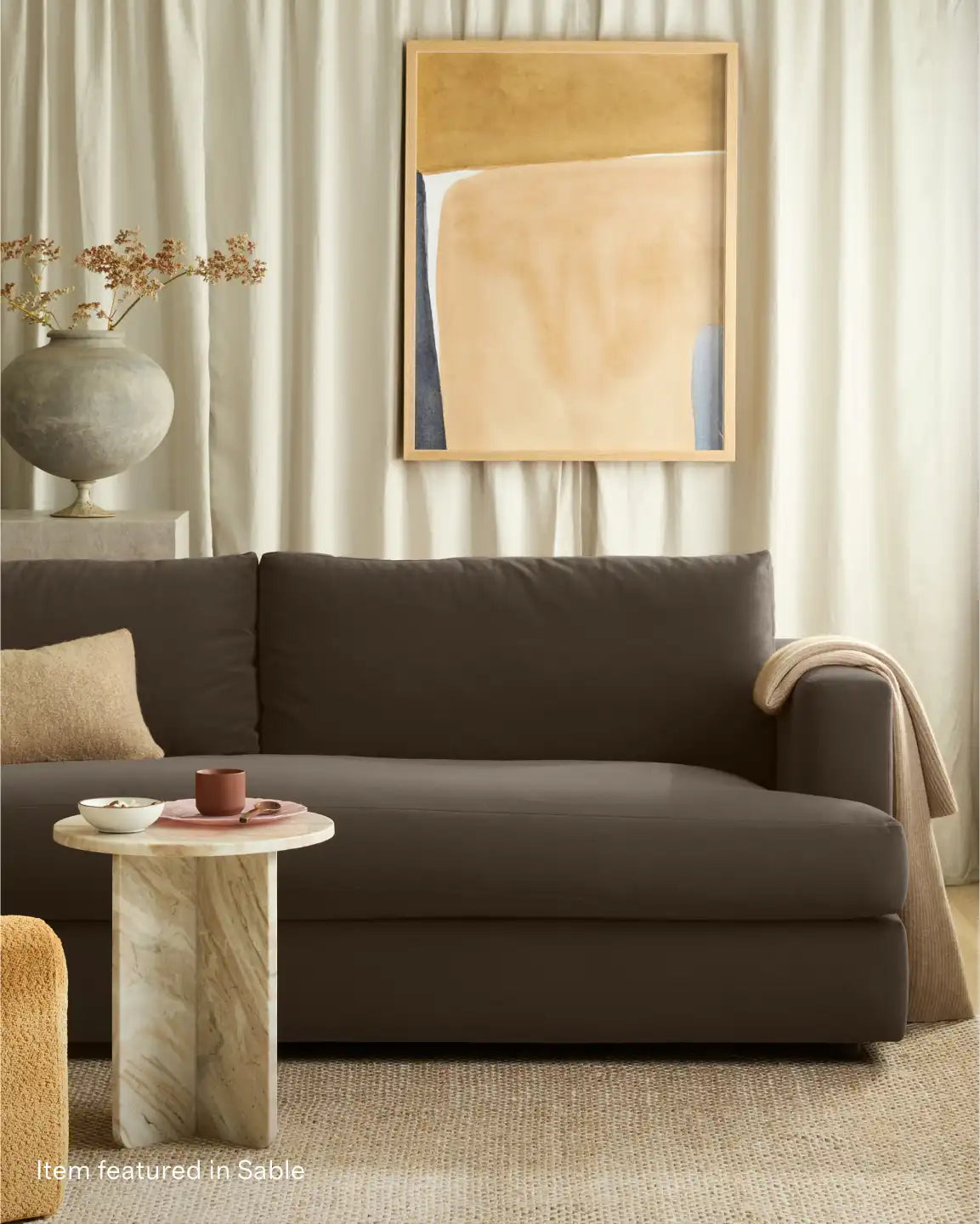 Sierra Curved Arm Chaise Sectional in Performance Velvet