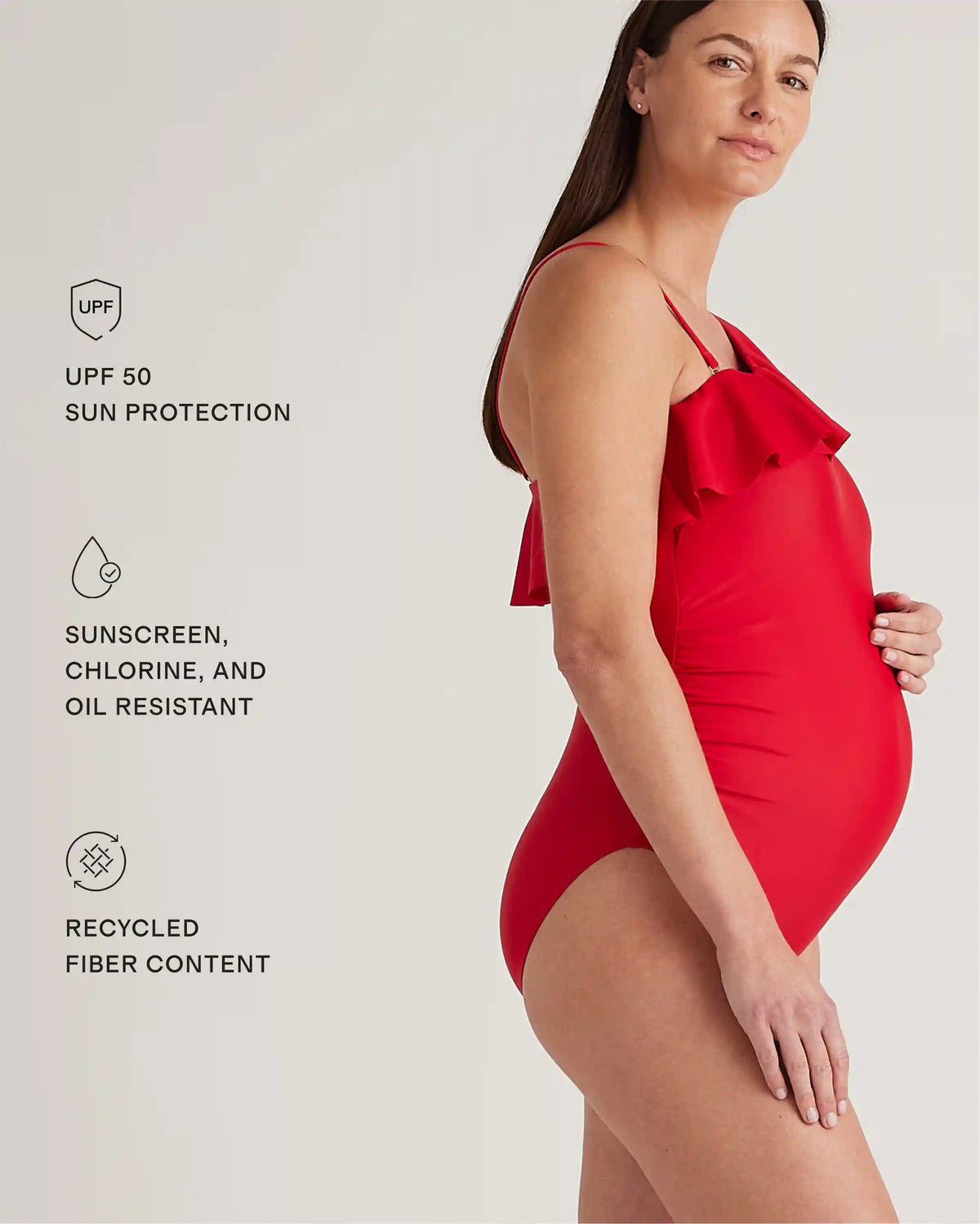 Italian Maternity One Shoulder Ruffle One-Piece Swimsuit