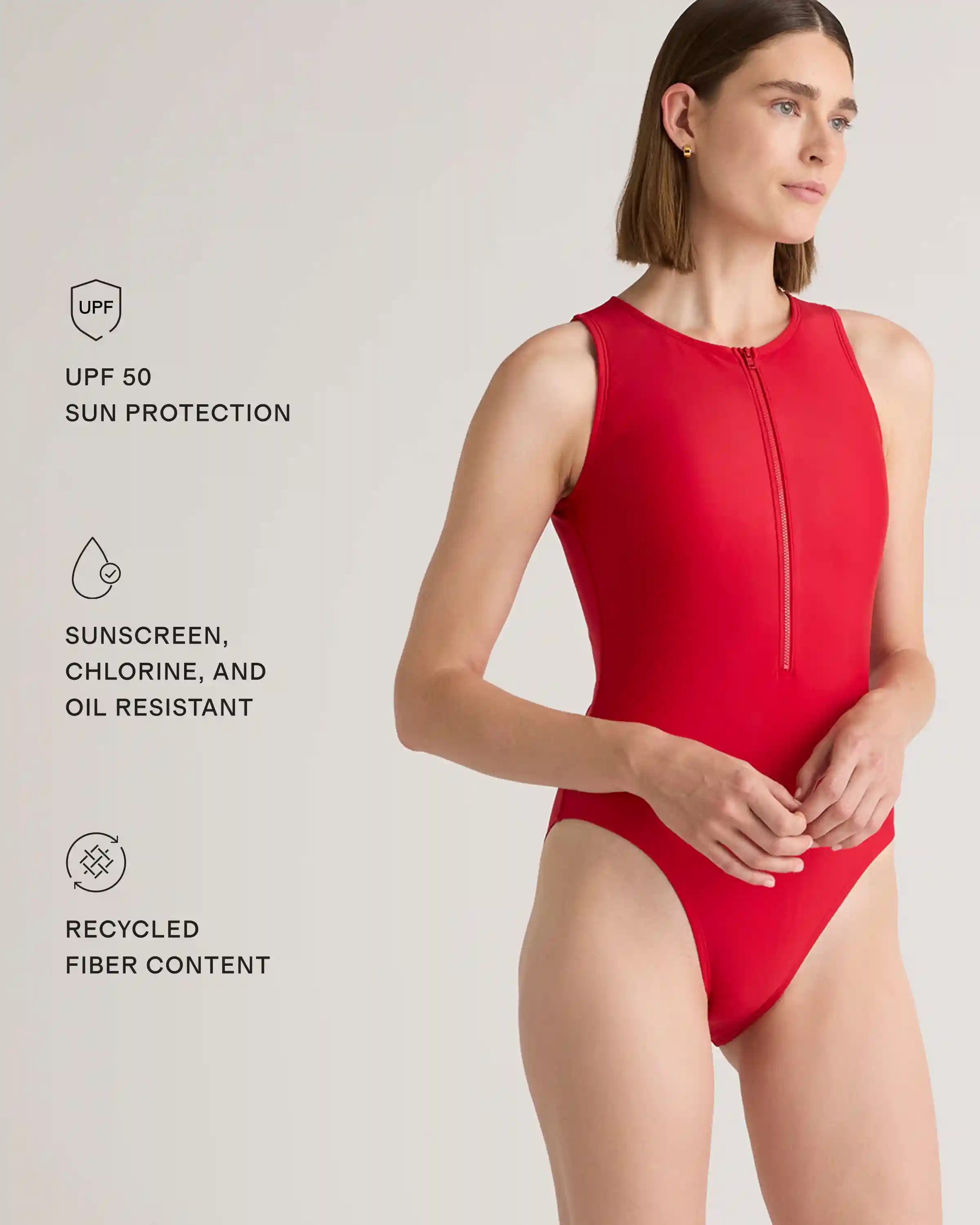 Italian Zip-Front One-Piece Swimsuit
