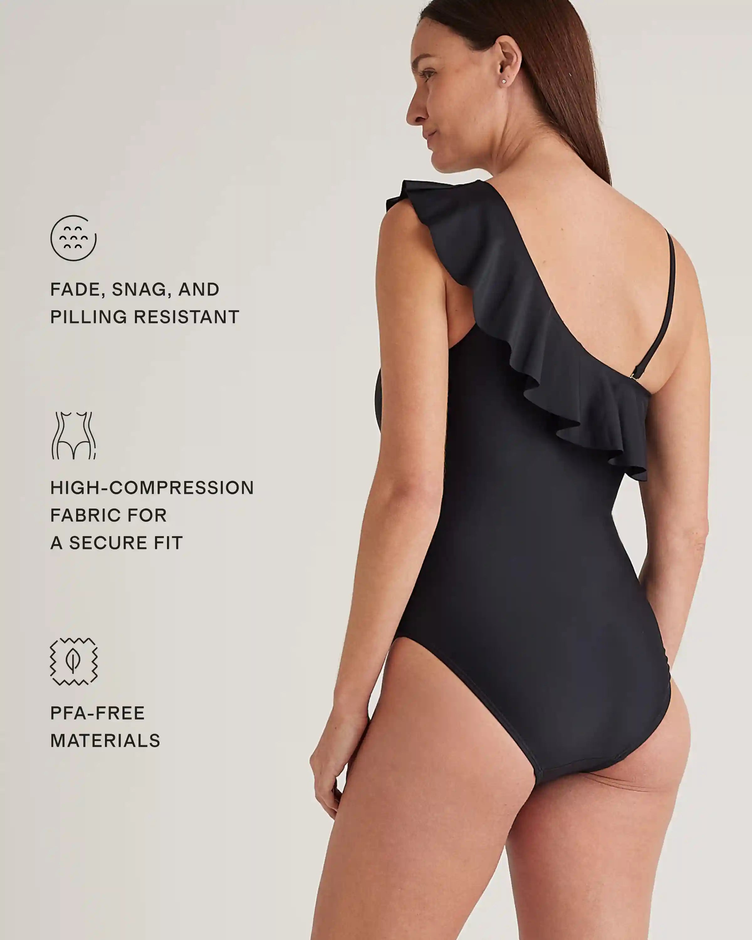 Italian Maternity One Shoulder Ruffle One-Piece Swimsuit
