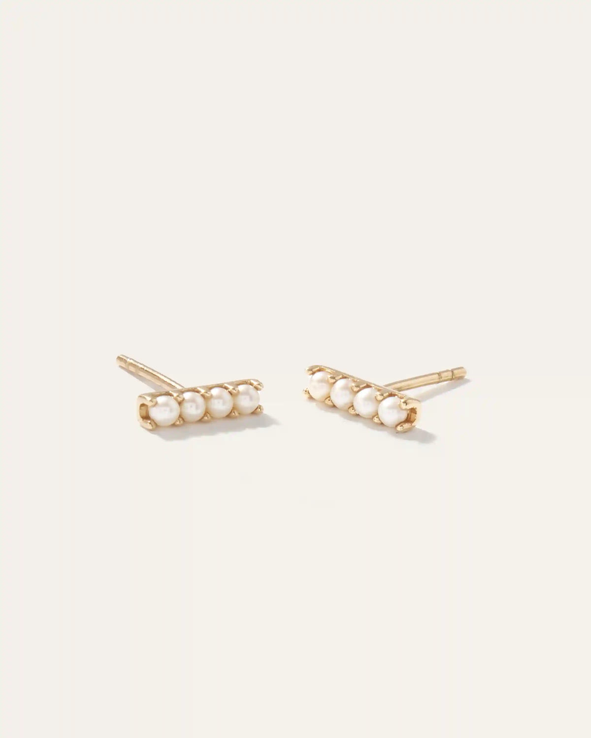 14K Gold Freshwater Pearl Mini Bar Studs