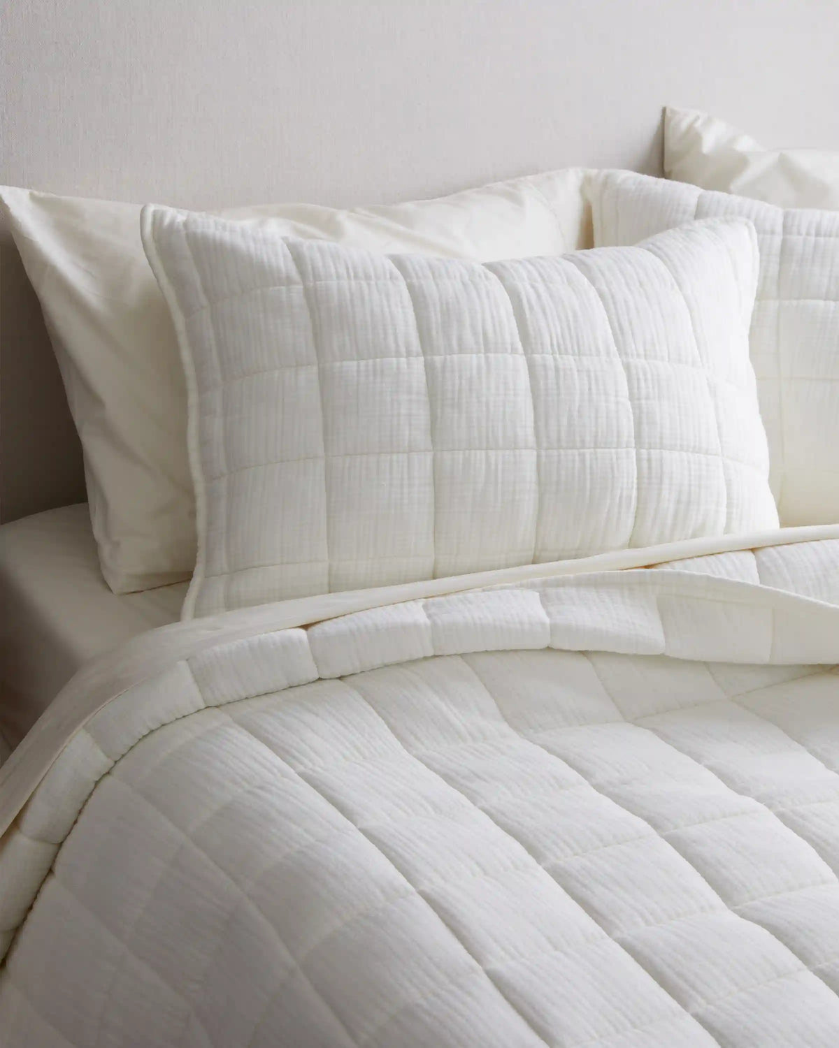 Organic Cotton Gauze Box Quilt Sham Set