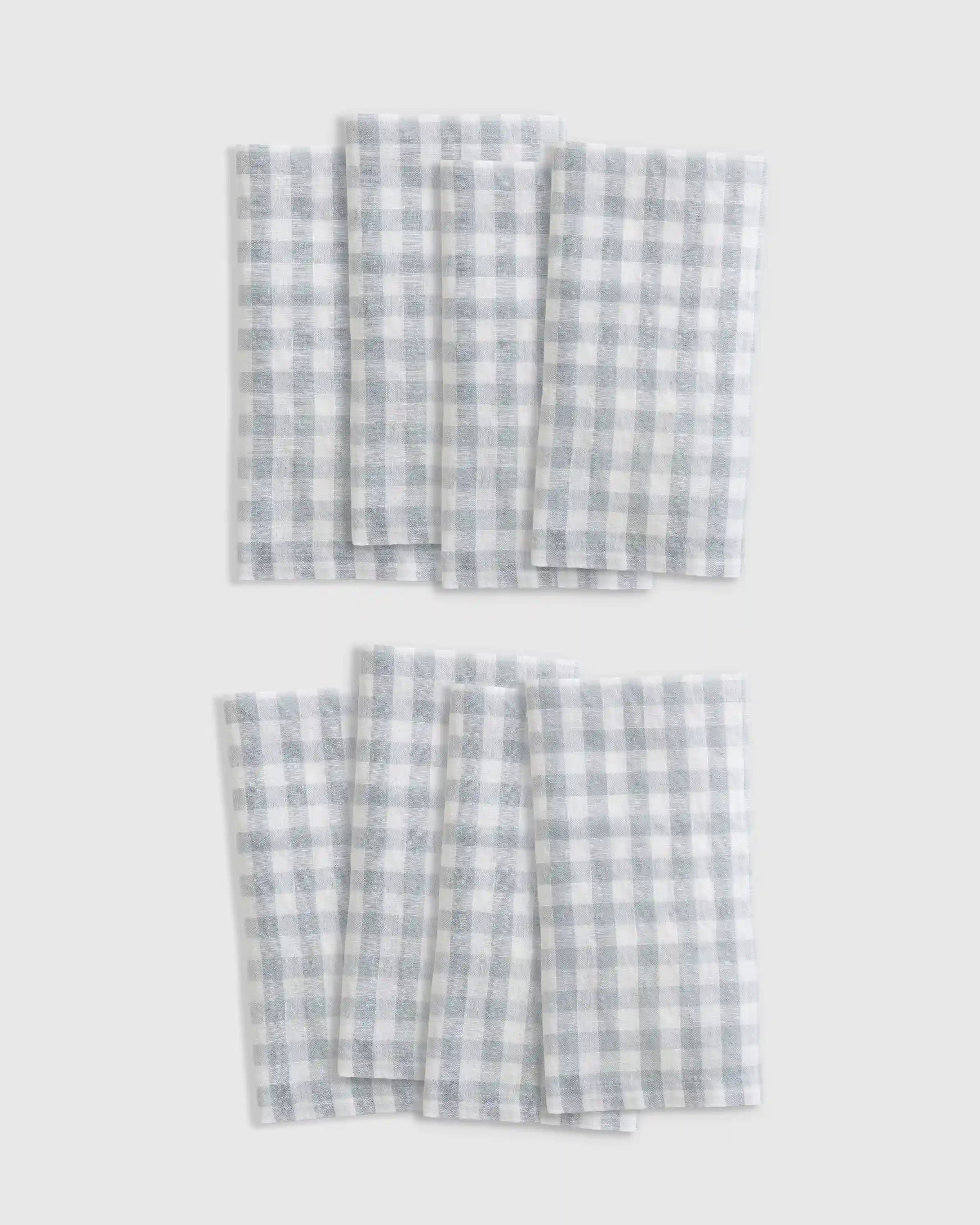 European Linen Gingham Napkins, Set of 8
