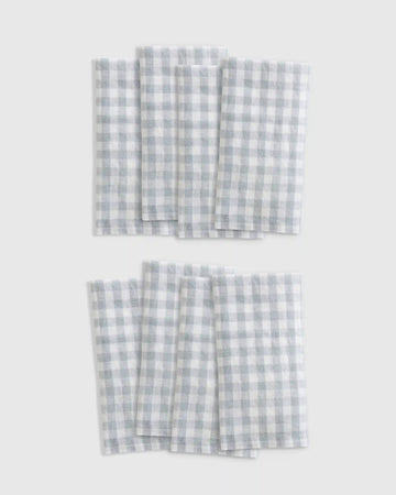 European Linen Gingham Napkins, Set of 8
