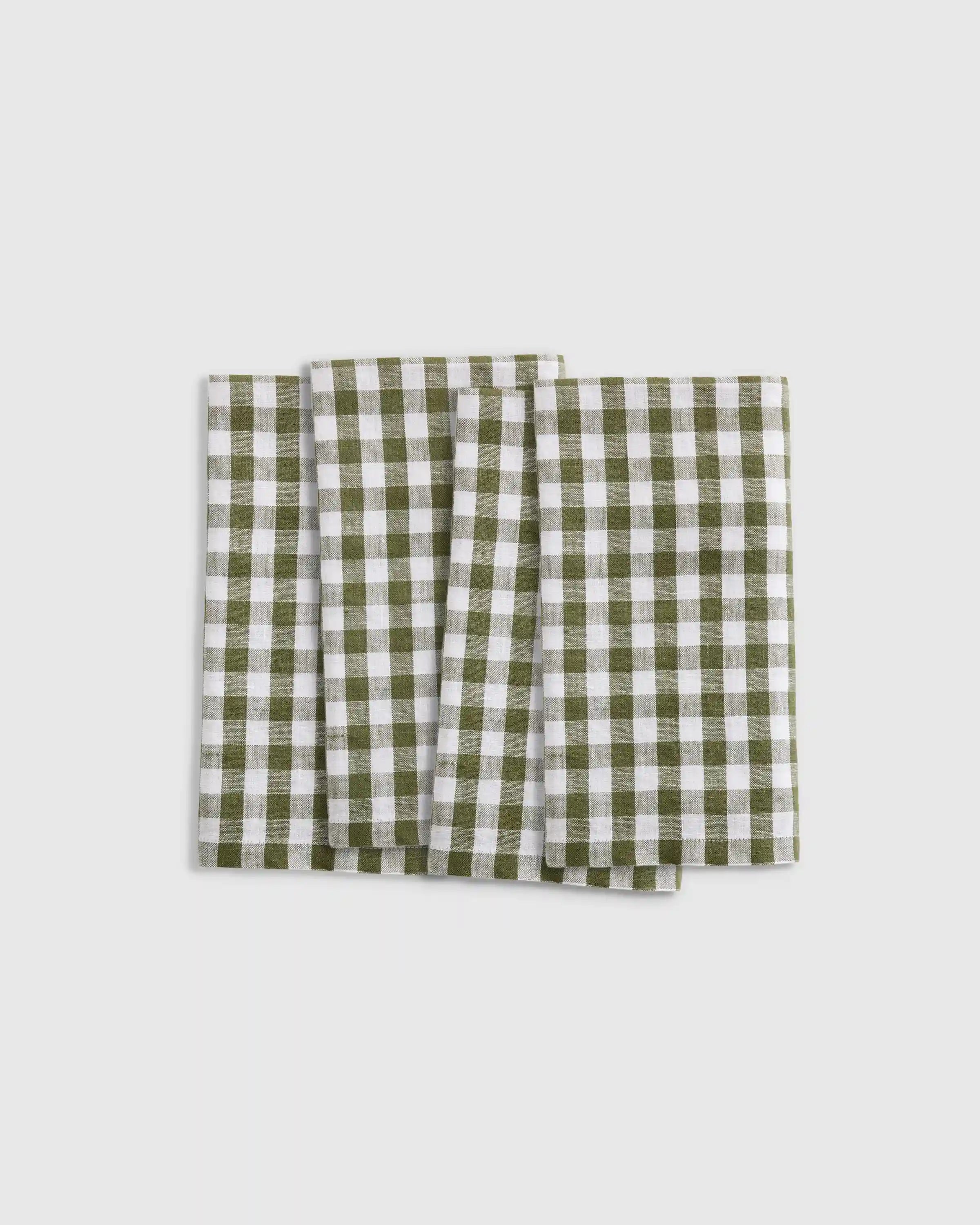 European Linen Gingham Napkins, Set of 4