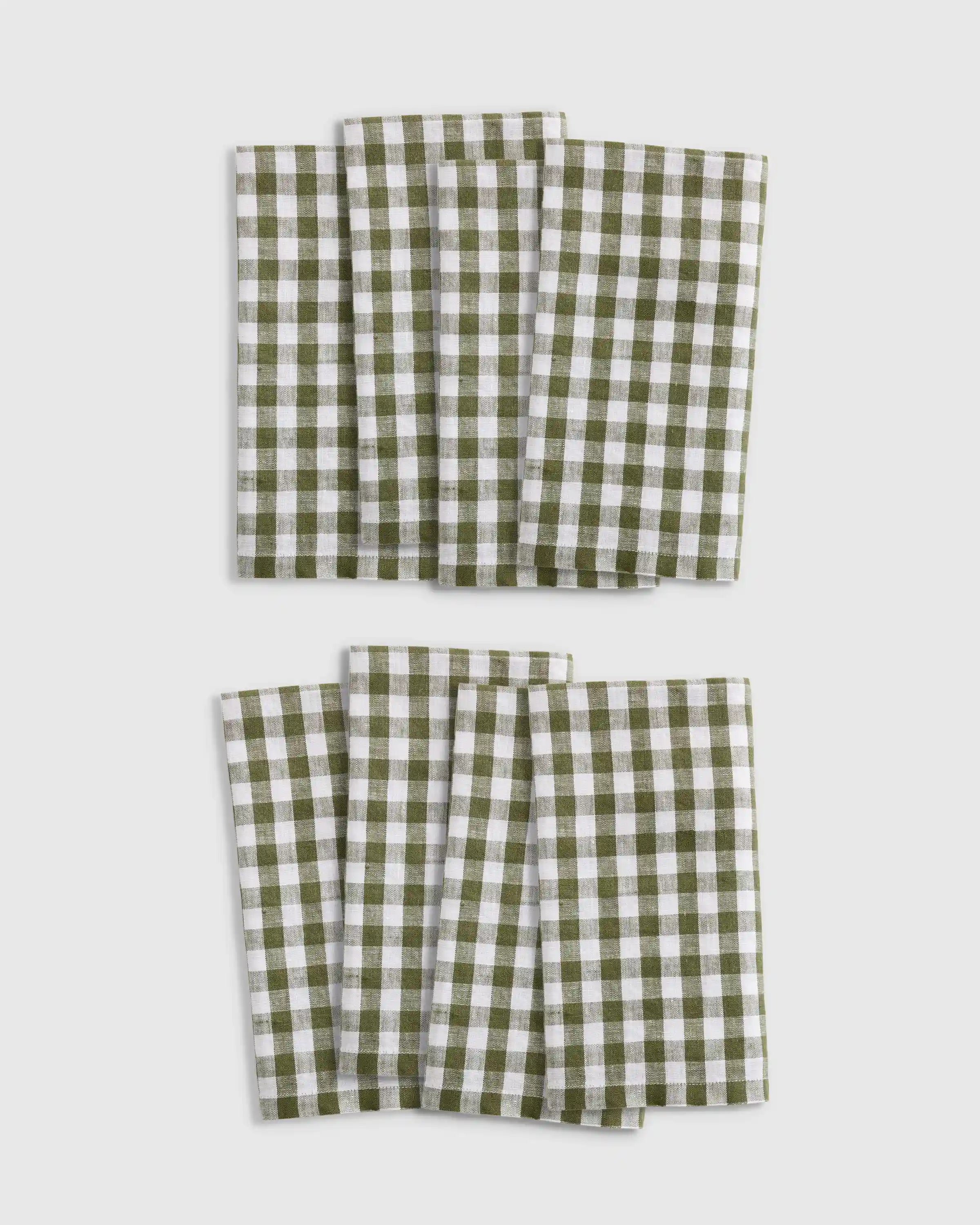 European Linen Gingham Napkins, Set of 8