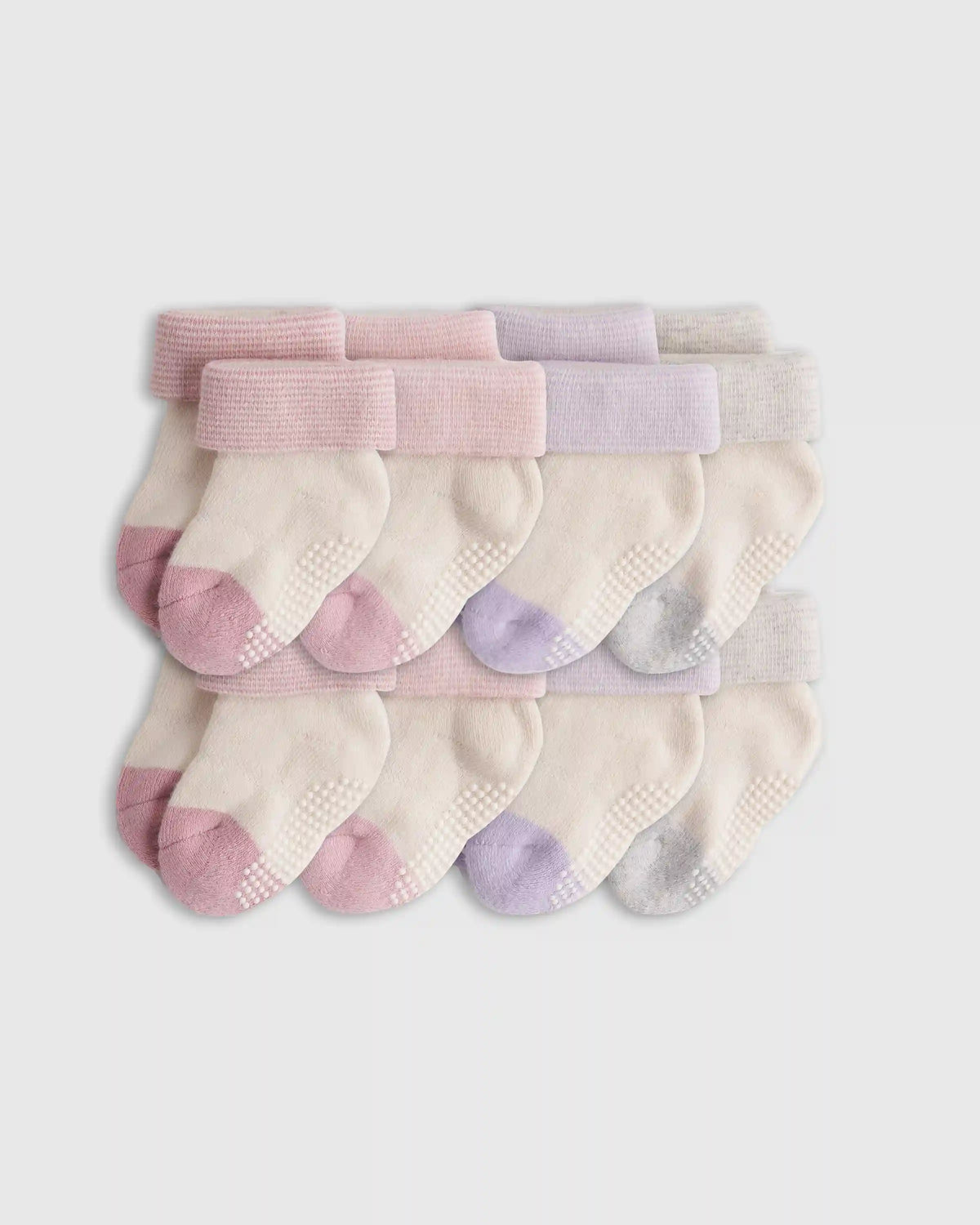 Organic Cotton Gripper Fold Over Socks 8-Pack