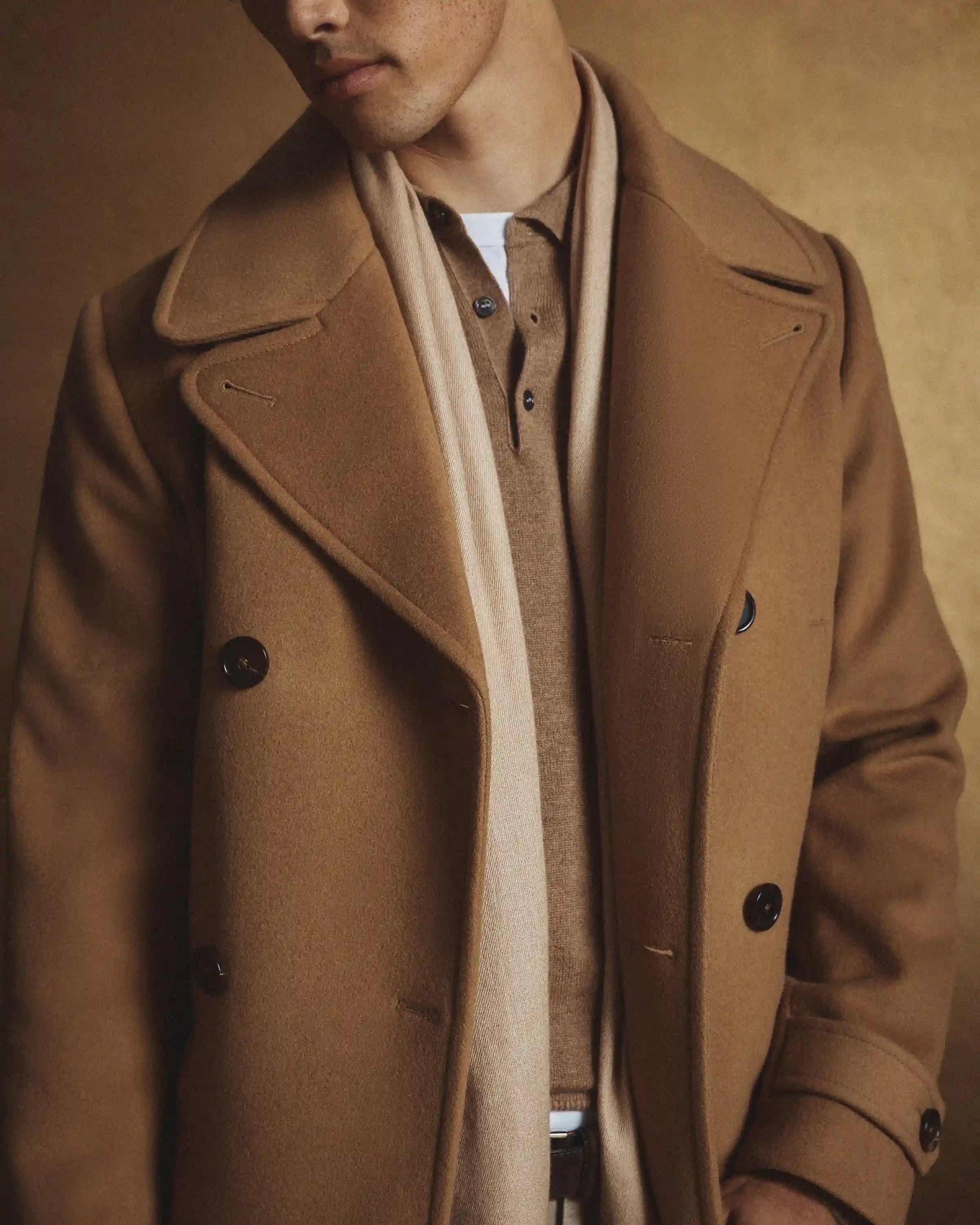 Italian Wool Double-Breasted Officer Topcoat