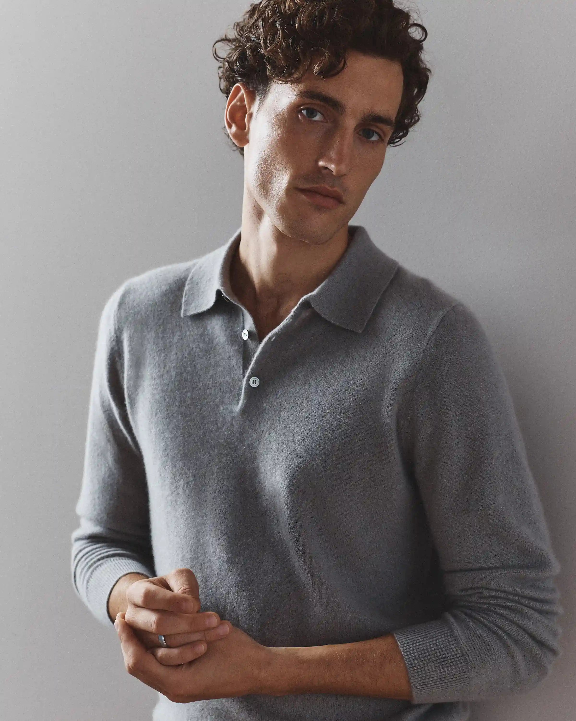 Mongolian Cashmere Polo Sweater