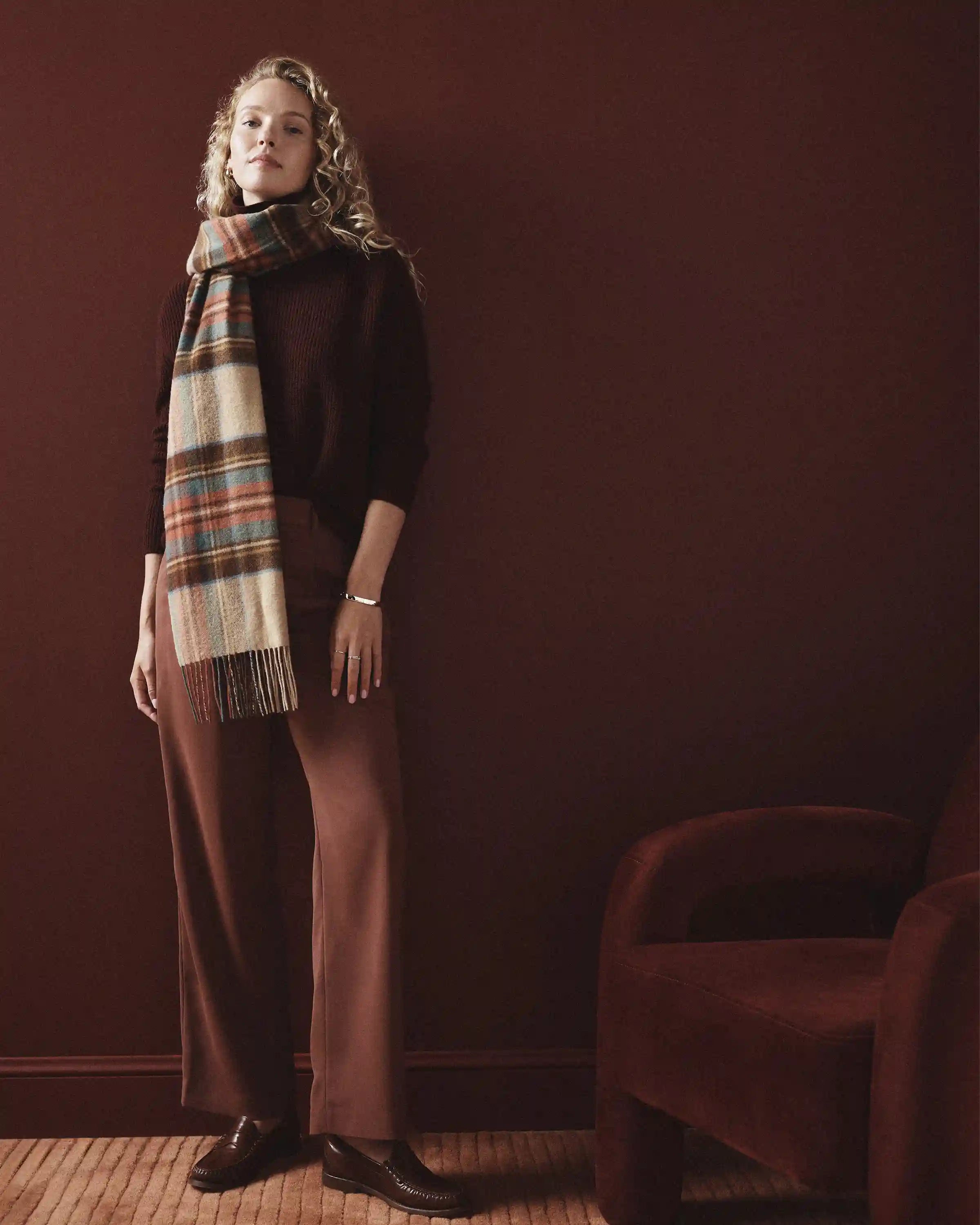 Mongolian Cashmere Tartan Scarf