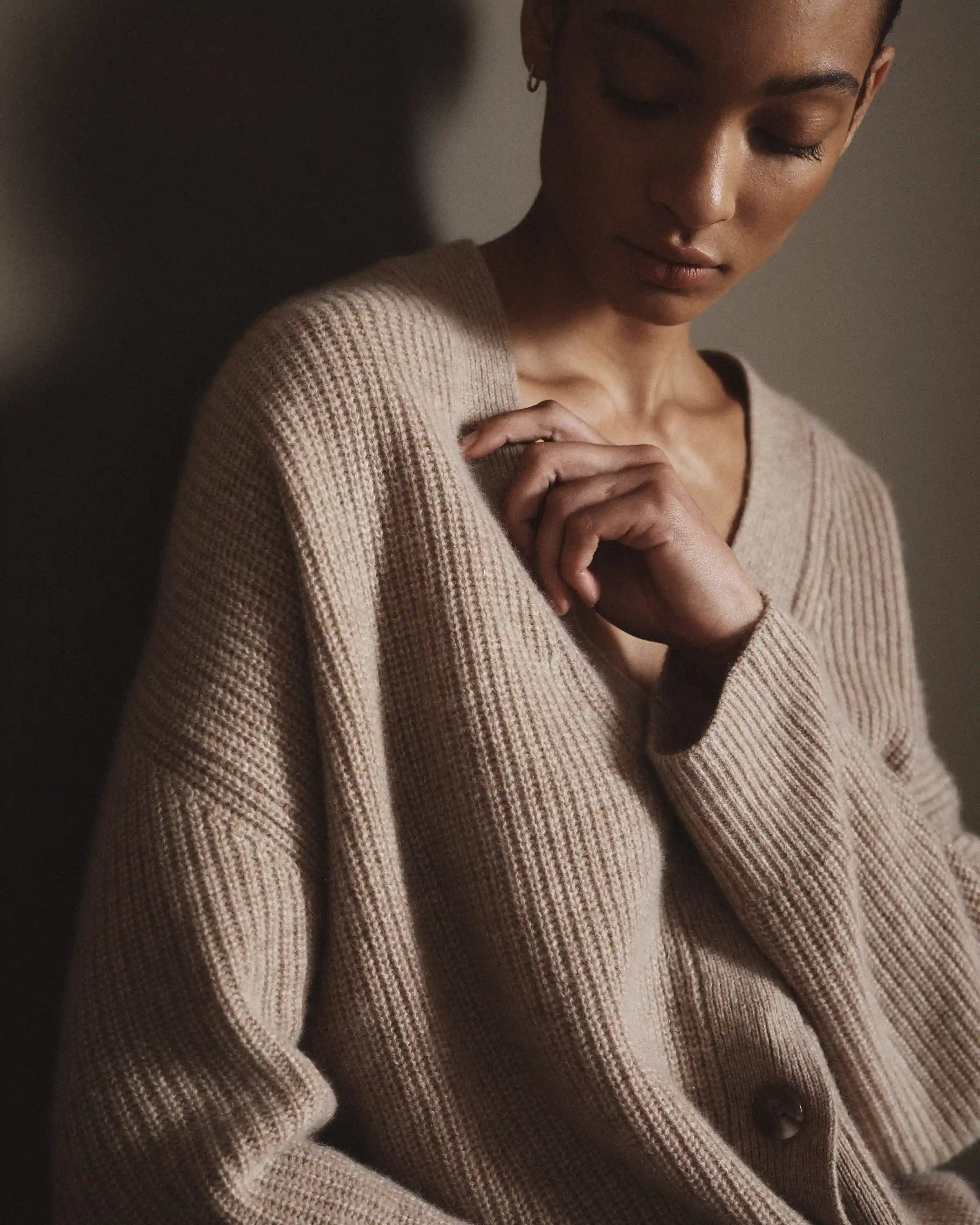 Mongolian Spring Cashmere Oversized Boyfriend Cardigan Sweater