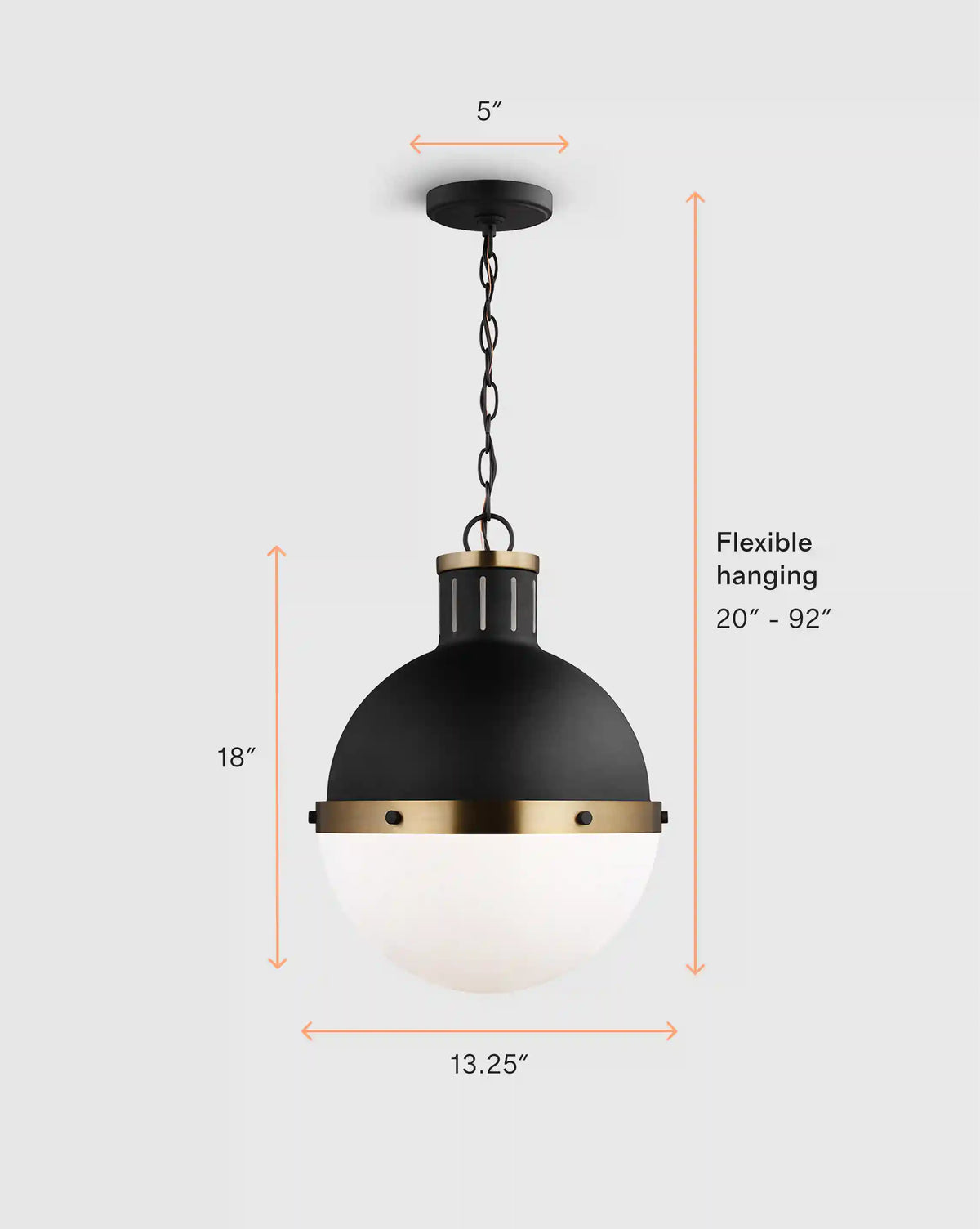 Industrial Shaded Globe Pendant