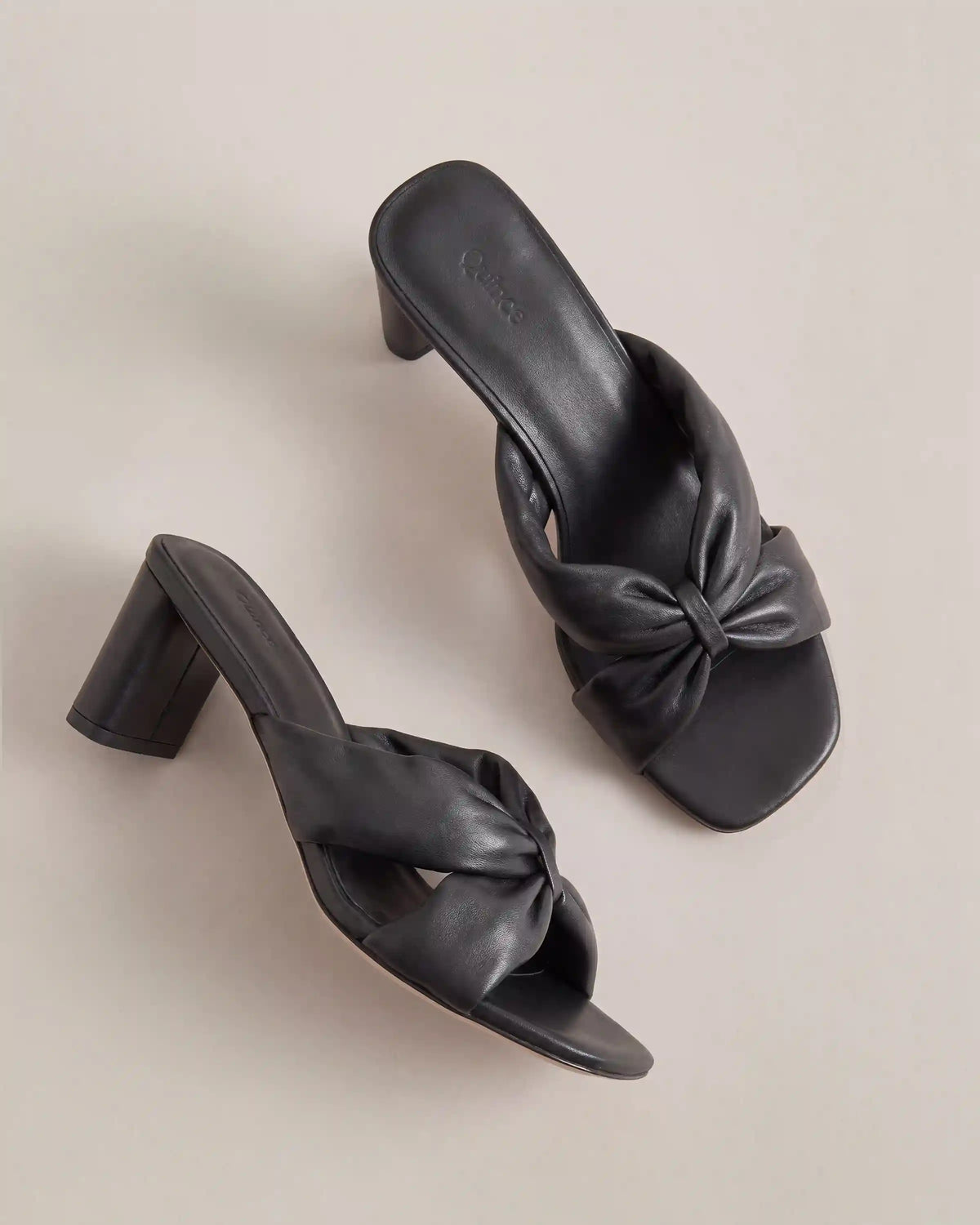 Italian Leather Twist Mid Heel Mule