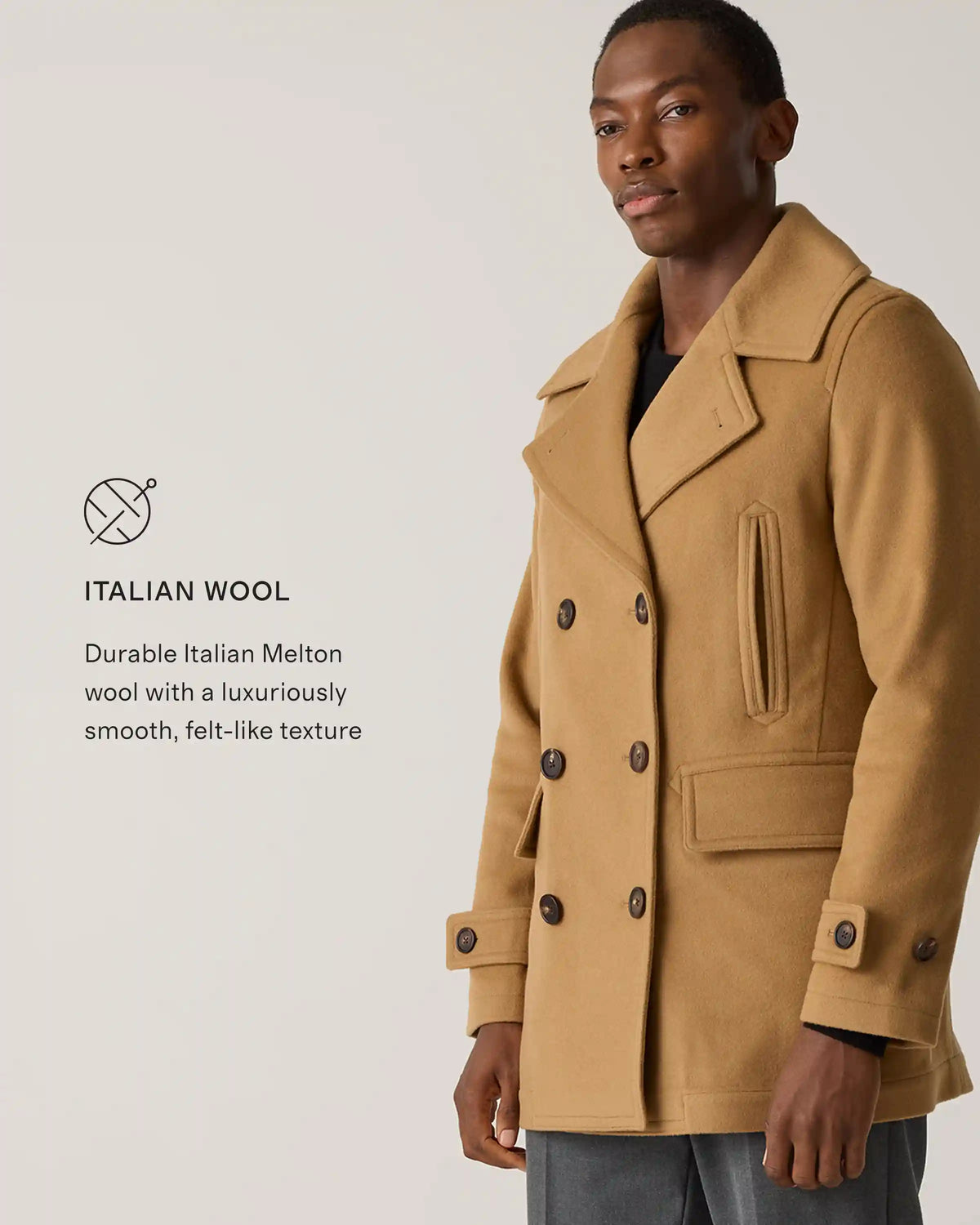 Italian Wool Double-Breasted Slouch Coat
