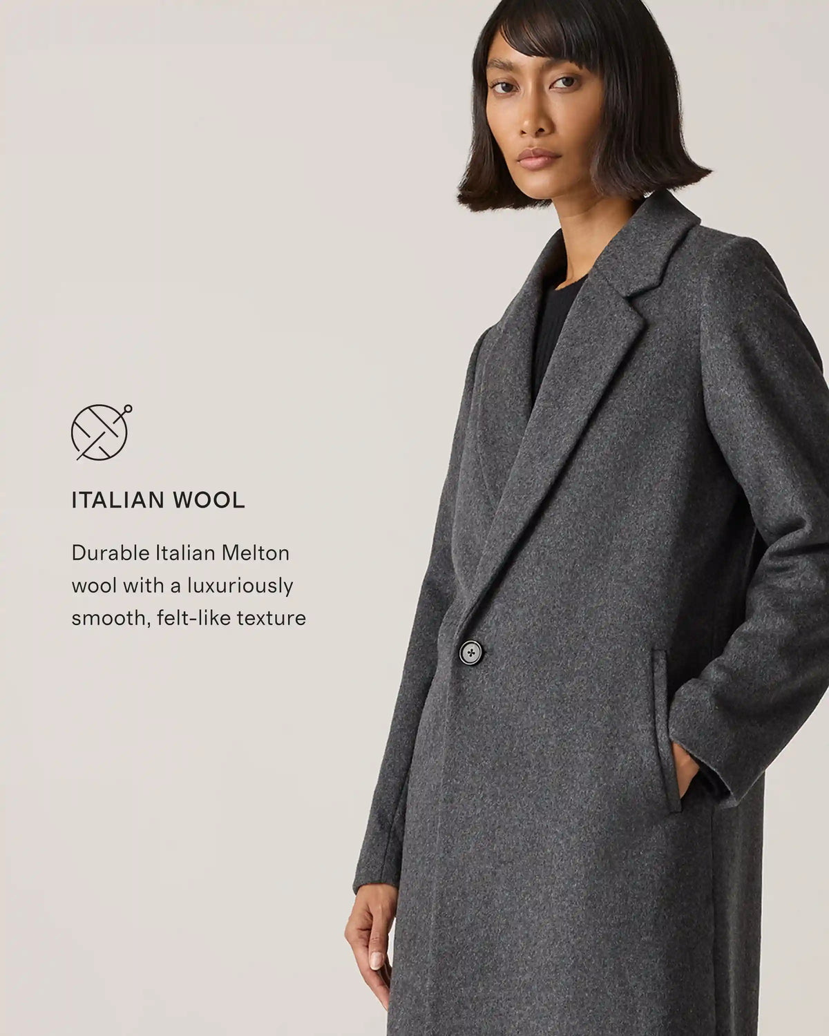 Italian Wool Classic Single-Breasted Coat