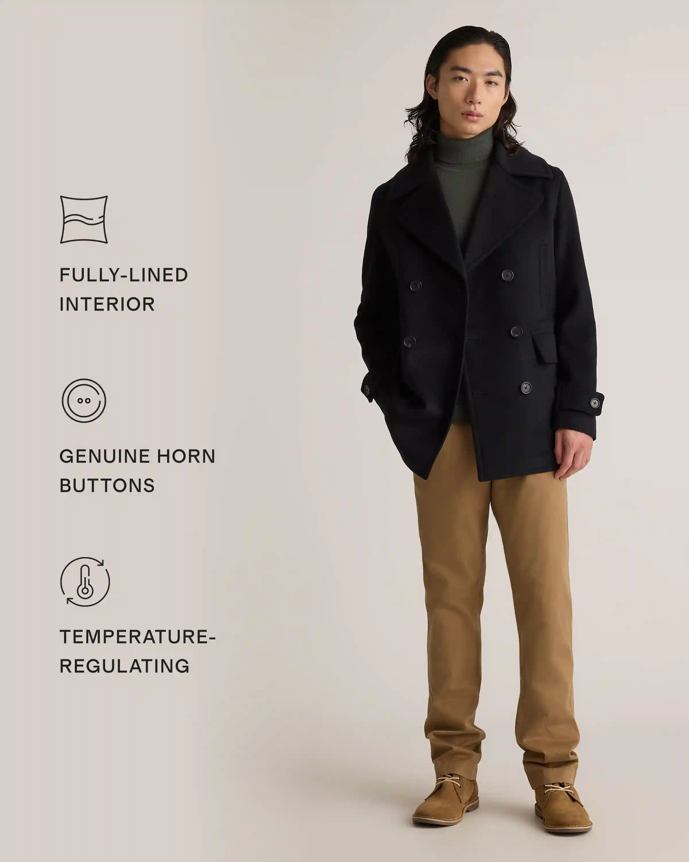 Italian Wool Double-Breasted Slouch Coat