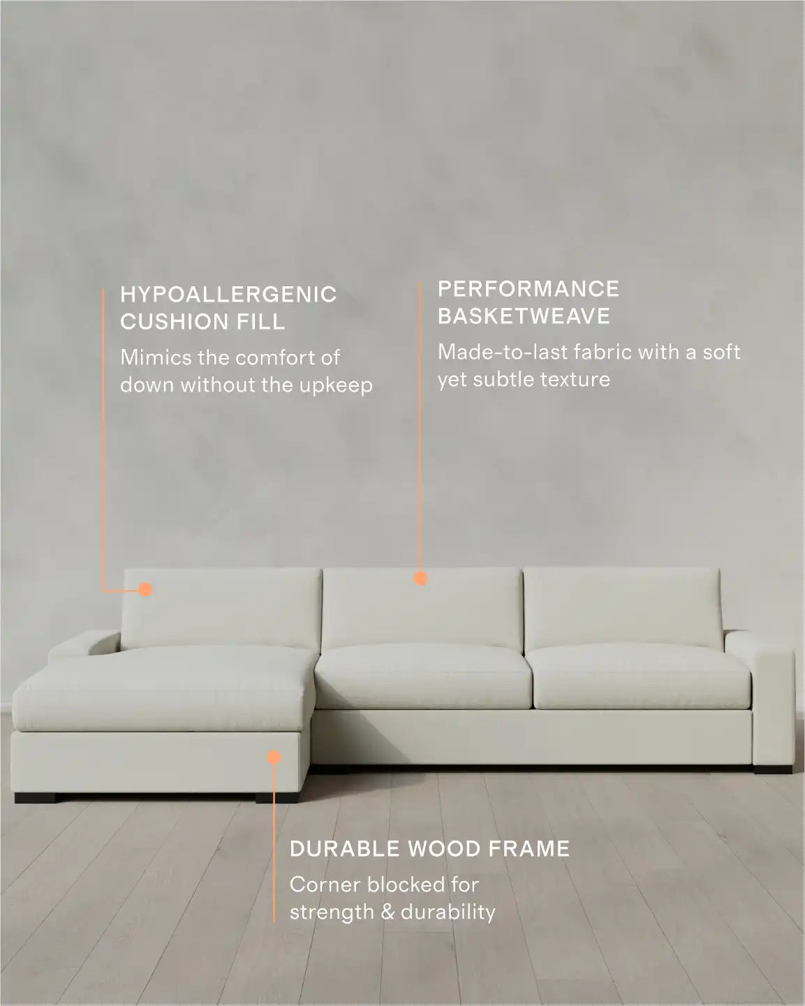 Stillman Chaise Sectional in Performance Basketweave