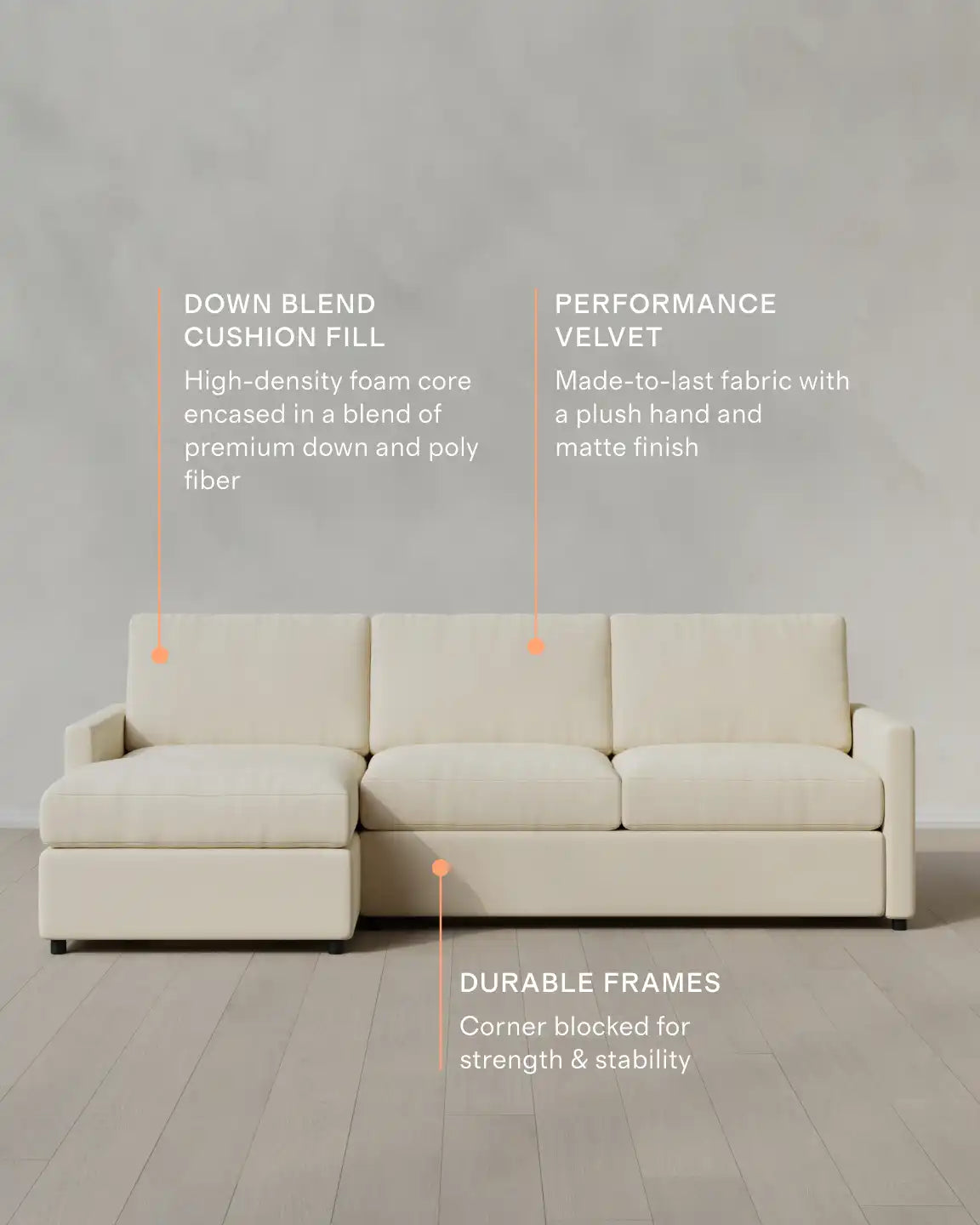 Brennan Chaise Sectional in Performance Velvet