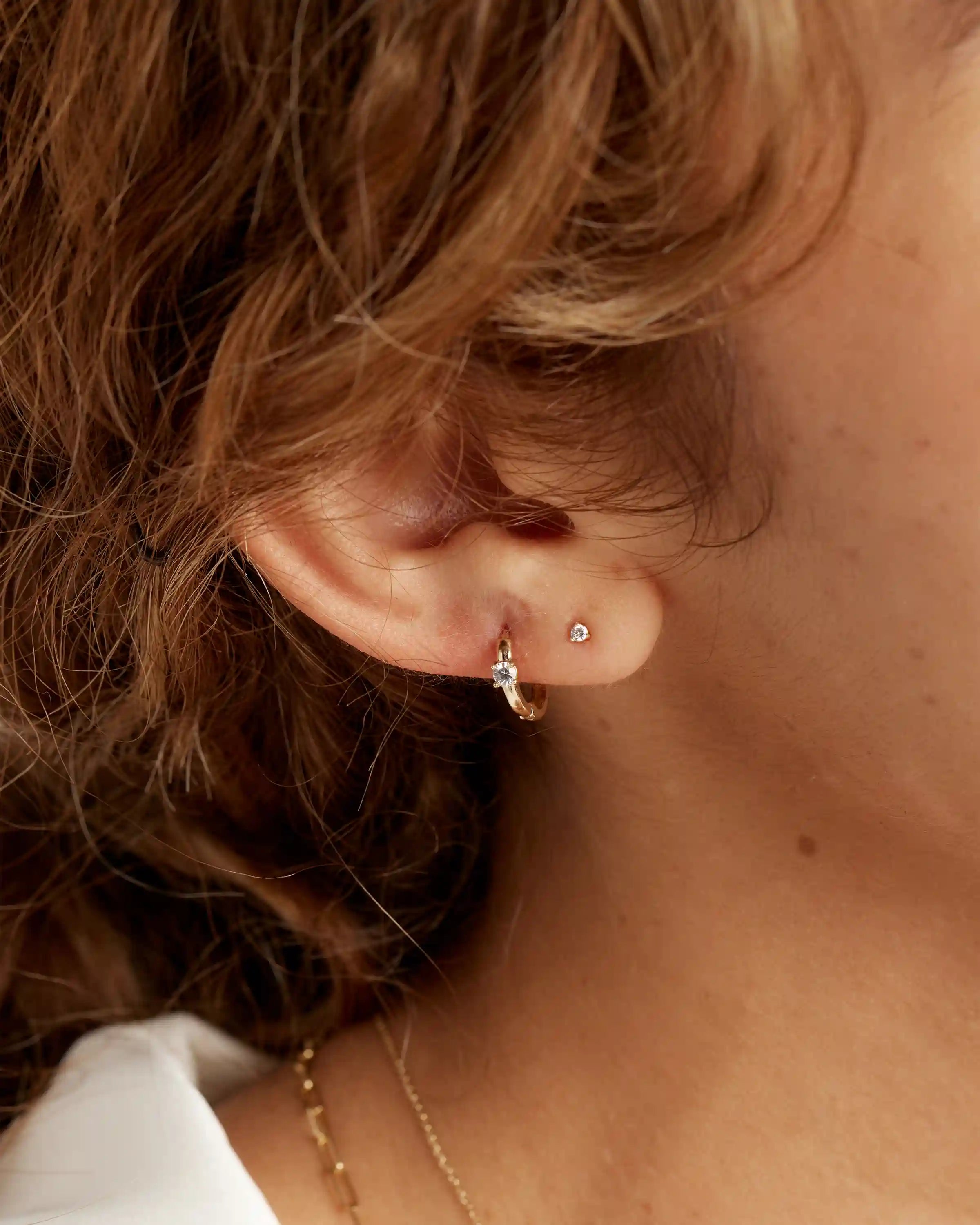 14K Gold Diamond Tiny Studs